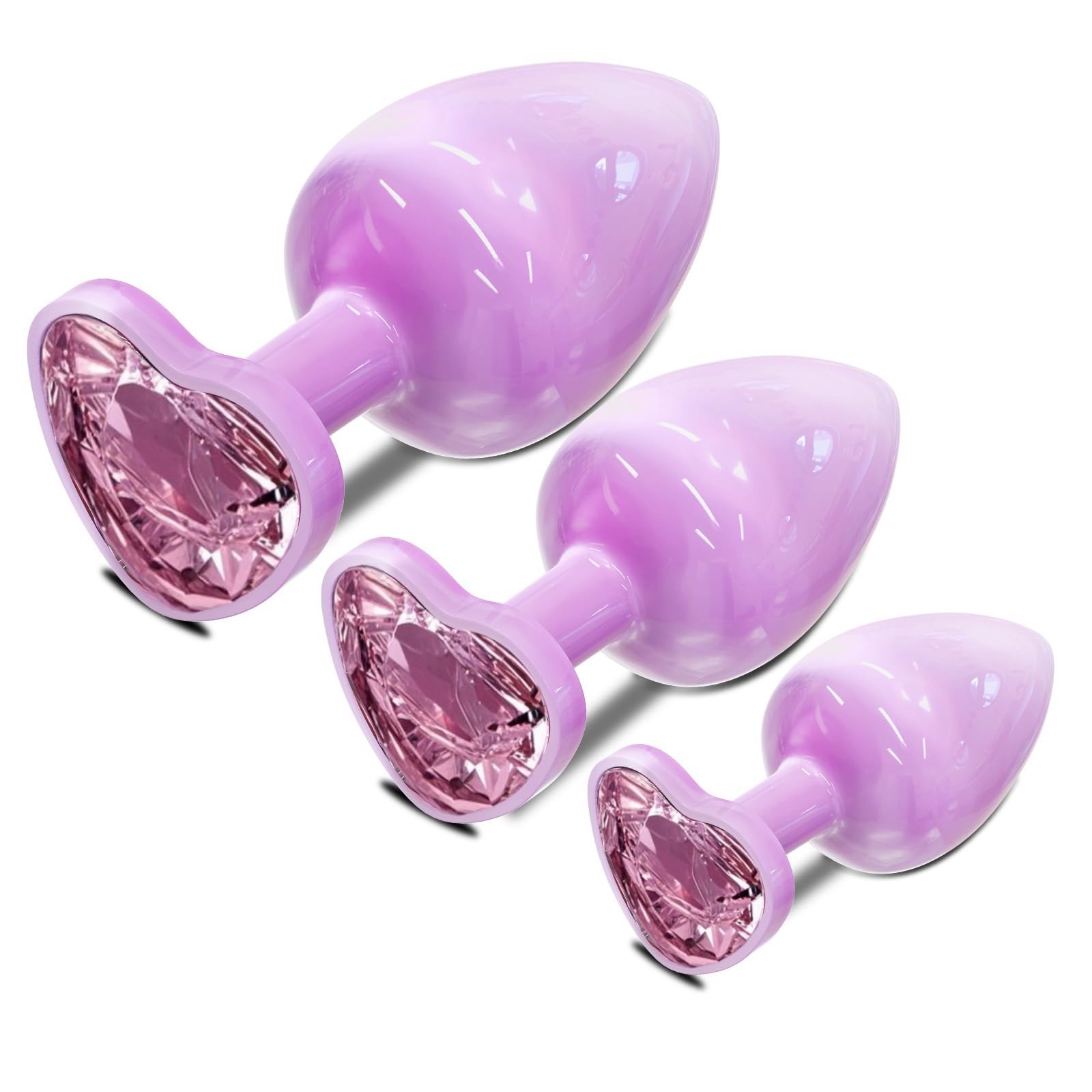 Anal Plugs Small Butt Plug for Beginners,Adult Aanl Toys with Heart-Shaped Jewelry Base,G Spot Sex Toy Anal Sex Adult Toy for Beginner Adult Unisex Women and Men Couple (Small Pink): 3PCS-Purple