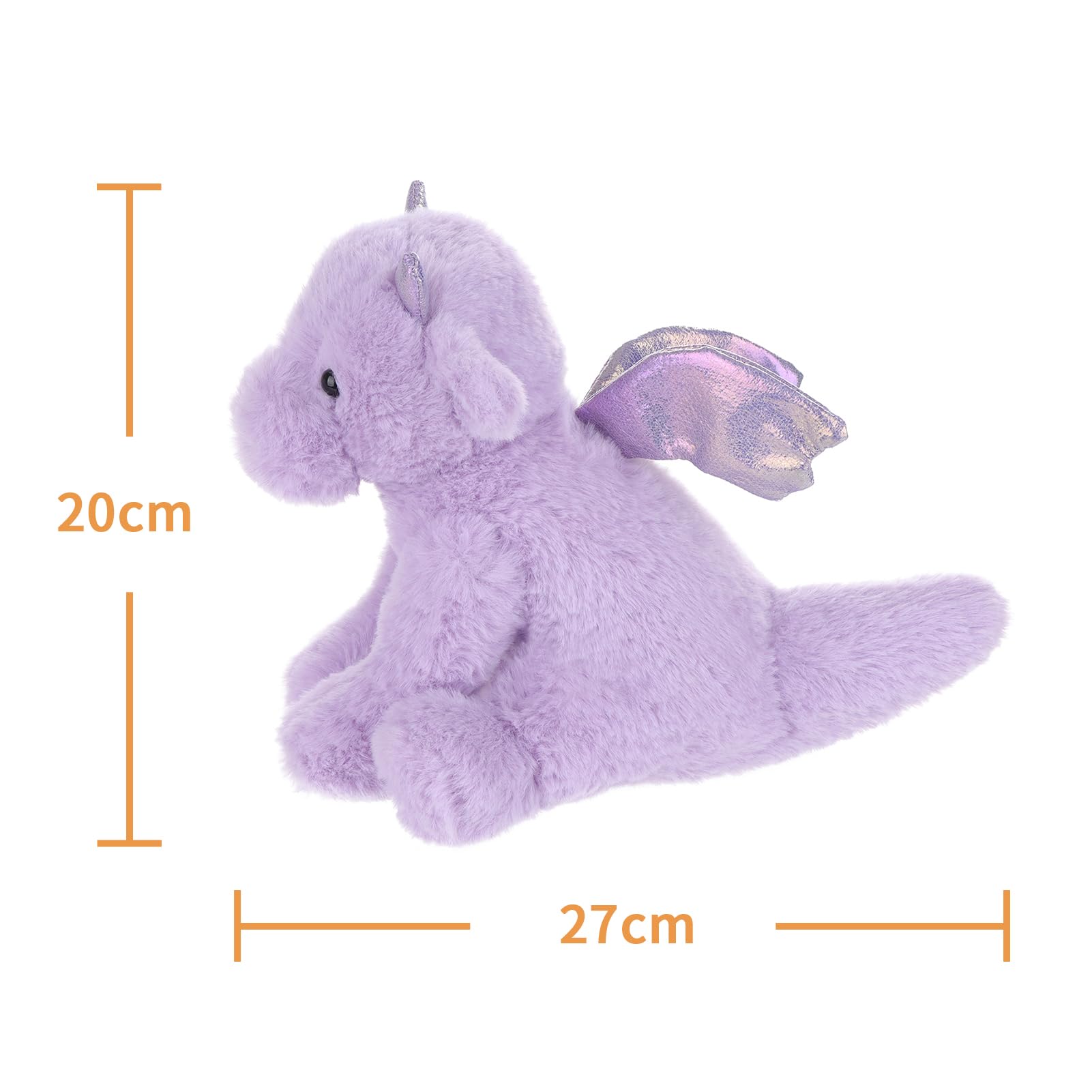 Apricot Lamb Purple Dragon Plush Stuffed Animals for Kids, Soft Cute Plush Toys for Baby Girl and Boy, Fluffy Purple Dragon Purple 7.9 Inches