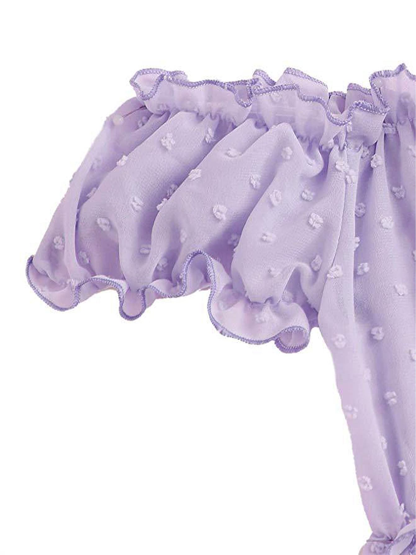 Lilosy Sexy Stretch Ruffle Tie Sheer Mesh Lingerie Set Outfits: Chiffon Medium Chiffon Lavender Purple