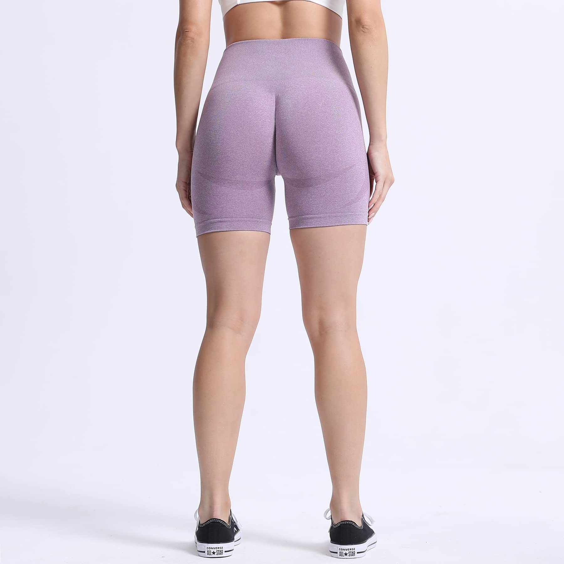 Aoxjox Contour Seamless Shorts for Women High Waist Workout Gym Biker Booty Running Yoga Short thumbnail 5
