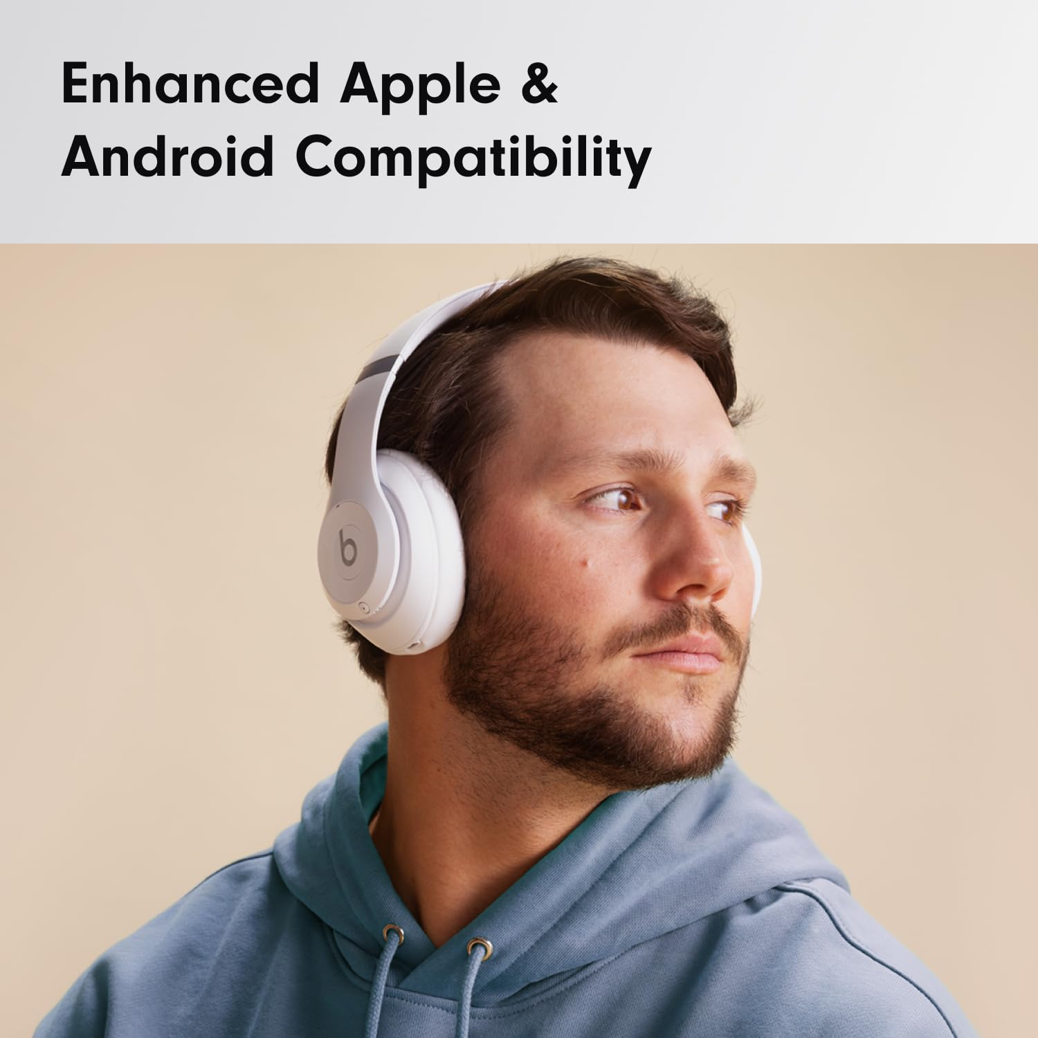 Beats Studio Pro x Kim Kardashian - Bluetooth Noise Cancelling Headphones with AppleCare+ (2 Years) - Moon: Matte White Studio Pro &amp; Power Adapter Without AppleCare+