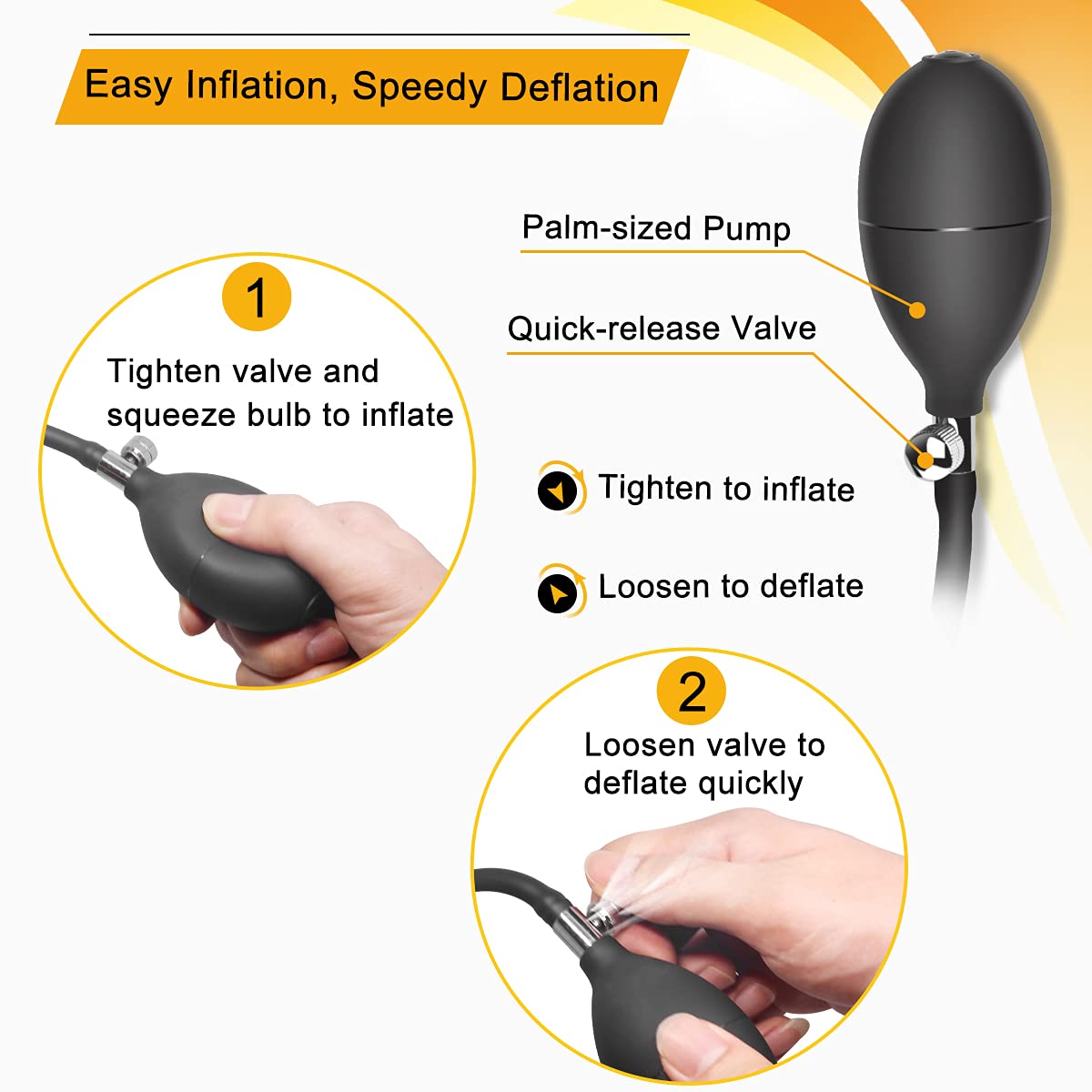 Silicone Expand Inflatable Anal Plug - Body-Safe Medical Grade Waterproof Butt Sex Toy for Male, Female and Beginners (Black Classic Style): Rippled Style