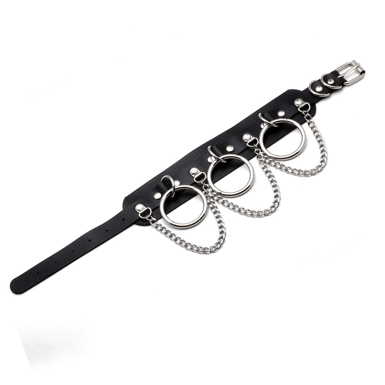 Manfnee Cool Punk Gothic Collar for Women and Men Black PU Leather Vingate Necklace Adjustable: E:2pcs