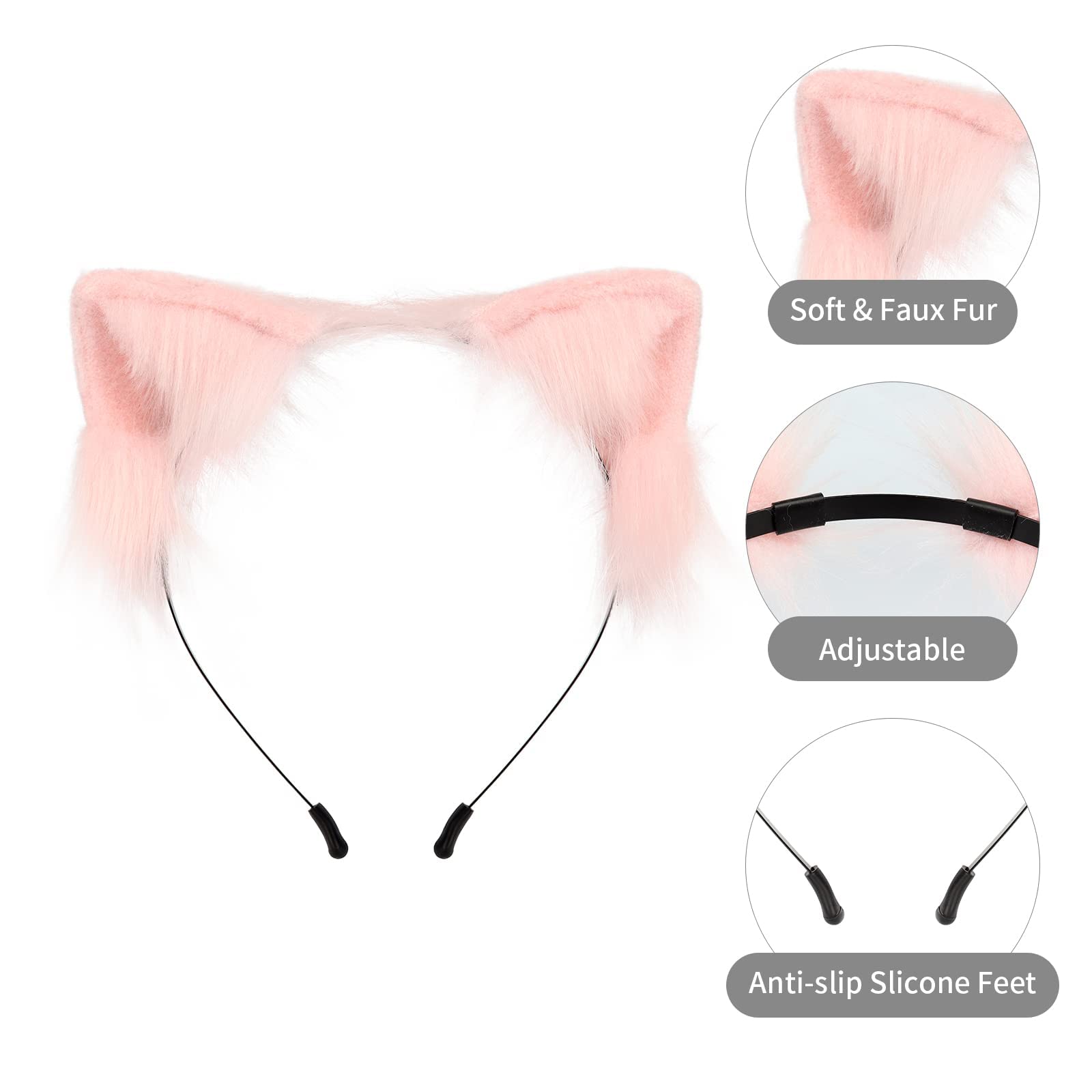 Cat Fox Wolf Ears Cosplay Long Fur Hair Headband Animal Anime for Halloween Party Costume Accessory: Cat Fox Wolf Ears Cosplay Long Fur Hair Headband Wolf Animal Anime Halloween Cosplay Costume for Girls