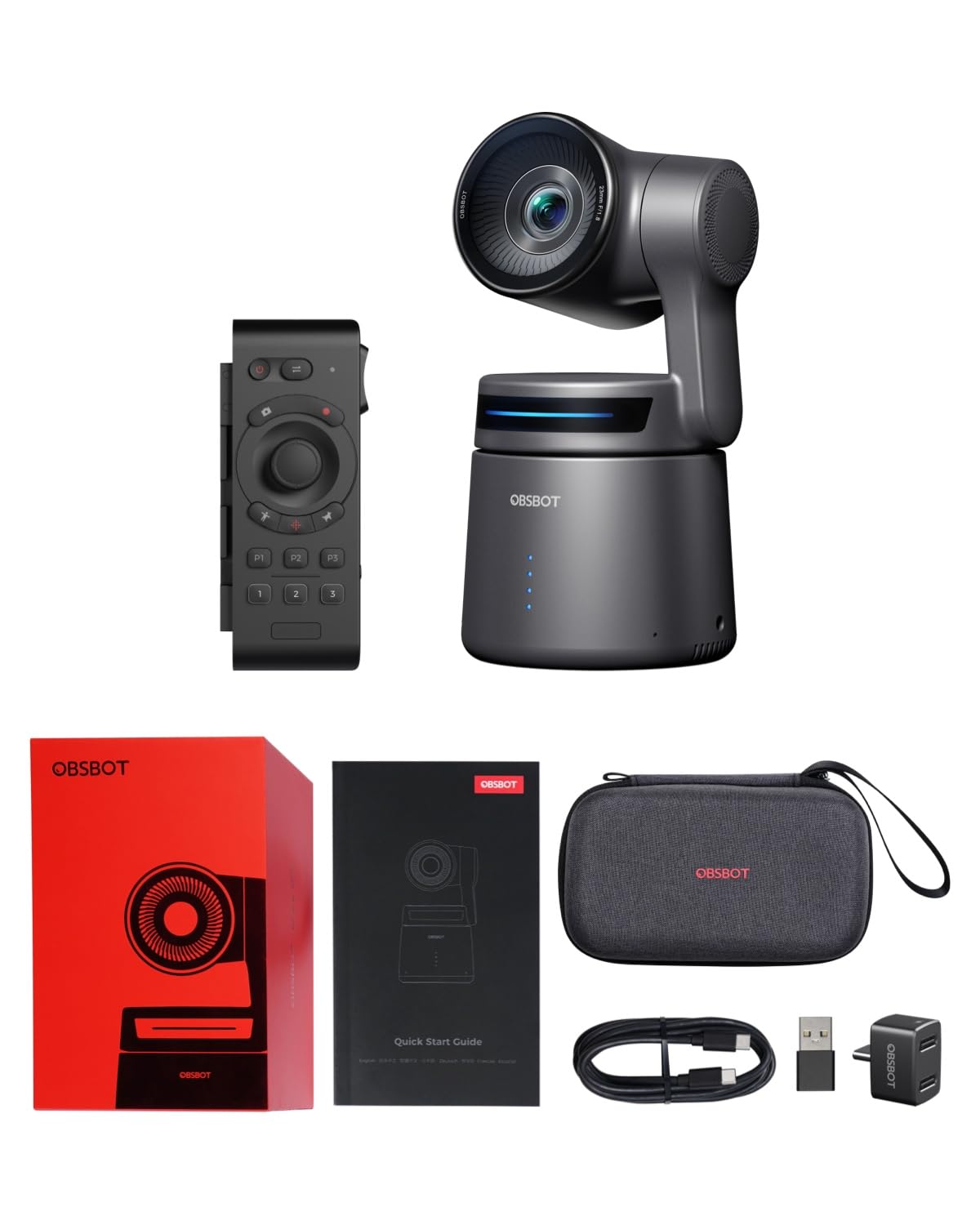 OBSBOT  NDI Streaming Camera 4K, AI Tracking PTZ Camera with Intelligent APP, Gesture Control, HDMI/USB-C/Wireless Webcam, Video Camera Live Stream for YouTube, Chruch, Worship, Creator, etc.: Tail Air+Remote