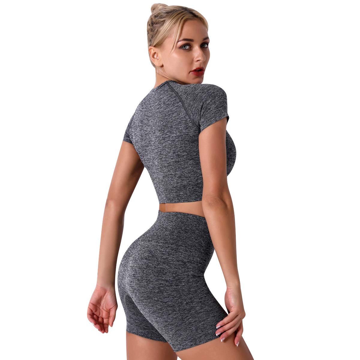 Women's Yoga Outfit Seamless Workout Set High Waist Exercise Shorts Pants with Sport Bra 3PCS Tracksuit Gym Tracksuits thumbnail 4