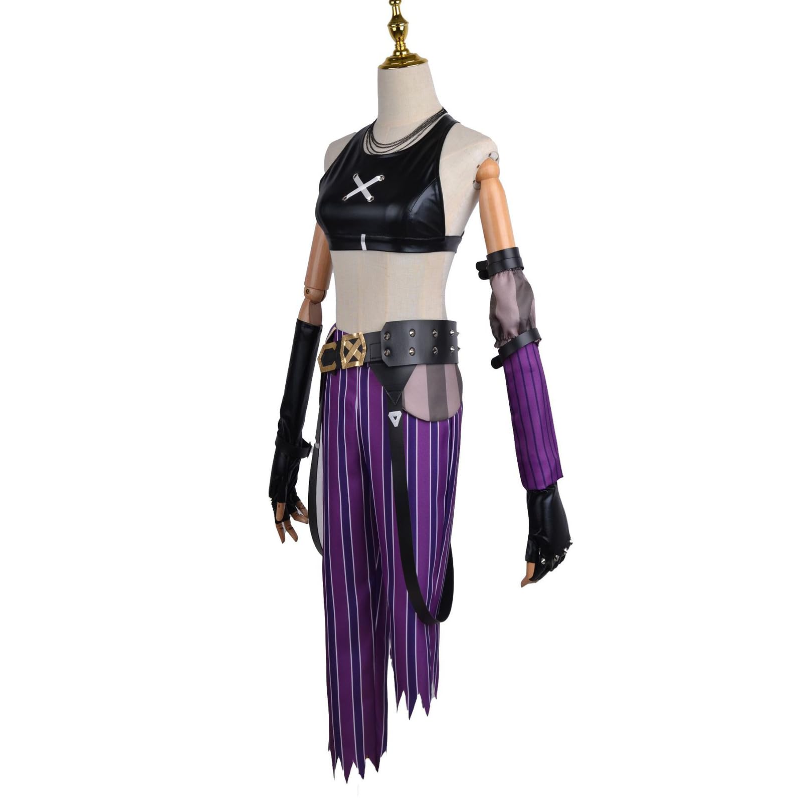 Game Hero Cosplay Costume,Women Purple Anime Cosplay Black Leather Vest Costume Halloween Unisex: B Small