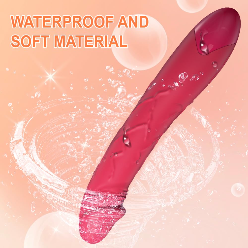 7.6 Inch Realistic Dildo Vibrator for Women，10 Powerful Vibration Modes for Clitoral and G-spot Stimulation, Waterproof Rose Adult Sex Toys for Women and Couples: Rose red