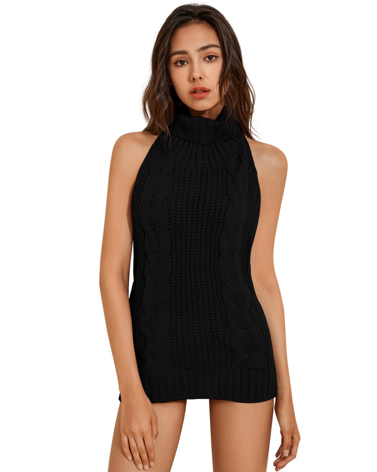 YOMORIO Womens Anime Virgin Killer Sweater Japanese Turtleneck Knitted Underwear Backless Pullover
