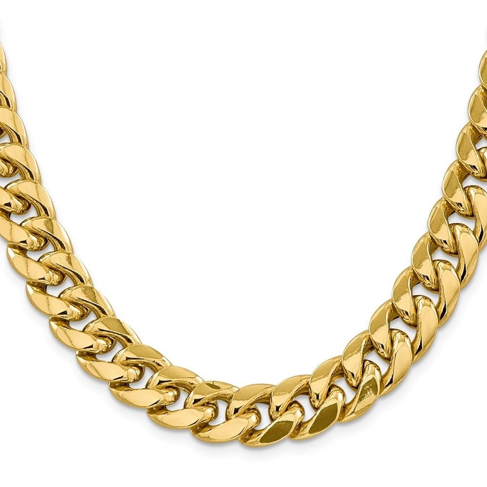 Auriga Fine Jewelry 10K Yellow Gold 13.2mm Semi-Solid Miami Cuban Chain Necklace for Men 22"", AFJ-QG-10BC164-22-MG: Auriga Fine Jewelry 10K Yellow Gold 13.2mm Semi-Solid Miami Cuban Chain Necklace for Men 22"", AFJ-QG-10BC164-22-MG