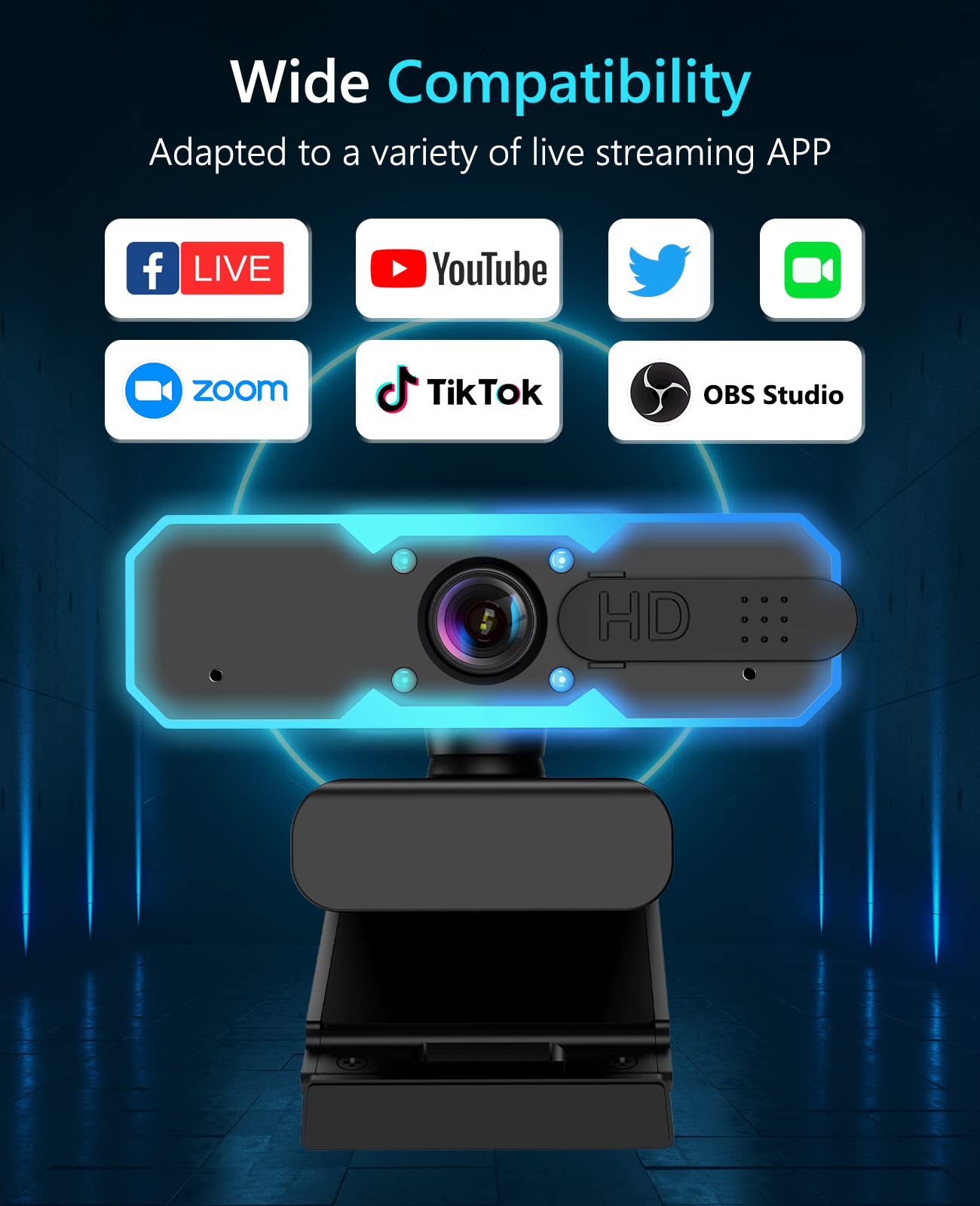 NBPOWER 1080P 60FPS Streaming Camera Webcam with Microphone and Fill RGB Light,Autofocus,Work with Laptop/Desktop Computer/Winsdows/Mac OS/PC Computer for Camera: NBPOWER 1080P 60FPS Streaming Camera Webcam with Microphone and Fill RGB Light,Autofocus,Work with Laptop/Desktop Computer/Winsdows/Mac OS/PC Computer for Camera