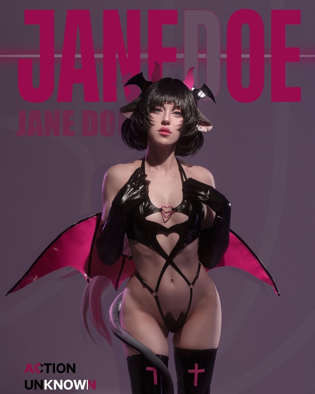 KORURACLUB Succubus costume premium pu cosplay lingerie for women wing devil lingerie: Black Small