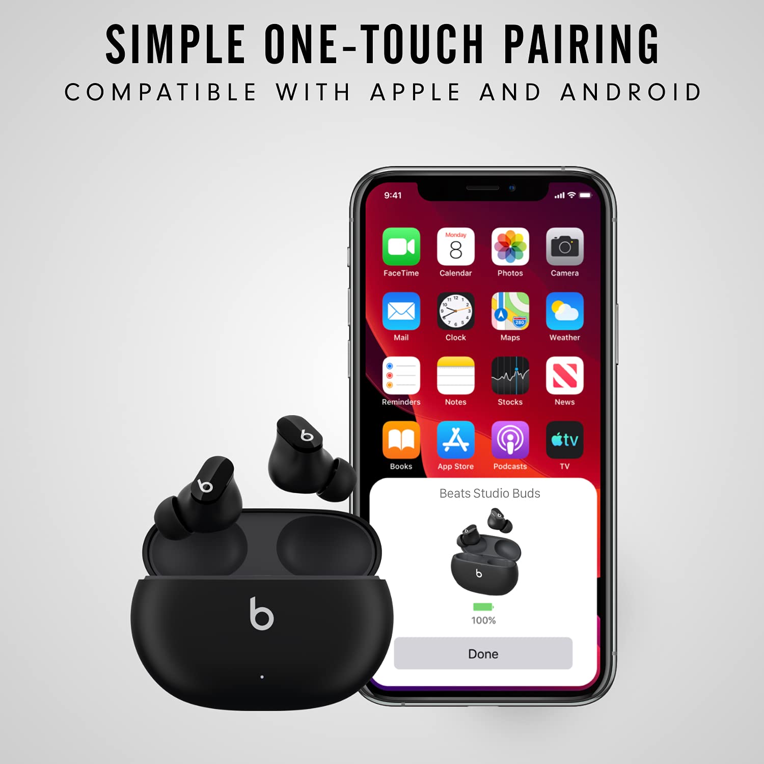 Beats Studio Buds - True Wireless Noise Cancelling Earbuds - Compatible with Apple & Android, Built-in Microphone, IPX4 Rating, Sweat Resistant Earphones, Class 1 Bluetooth Headphones - Sunset Pink: Beats Studio Buds in Black with Apple 20W USB-C Power Adapter