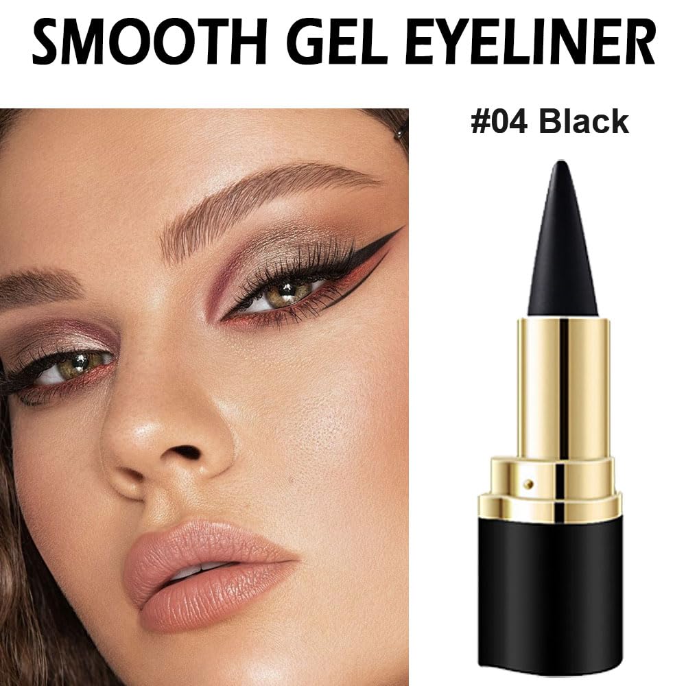Kaely 2Pcs Gel Eyeliner Pencil, Natural Black Eyeliner Cream for Waterline, Liquid Eye Liner Waterproof Smudge Proof, Black Smoky Eyeshadow Palette Halloween Makeup, delineador de ojos contra el agua: 1 Count (Pack of 1) A-04 Black