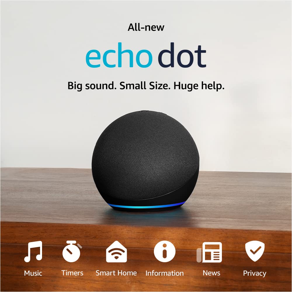 Amazon Echo Dot (newest model), Vibrant sounding Alexa speaker, Great for bedrooms, dining rooms and offices, Charcoal: Charcoal Device only