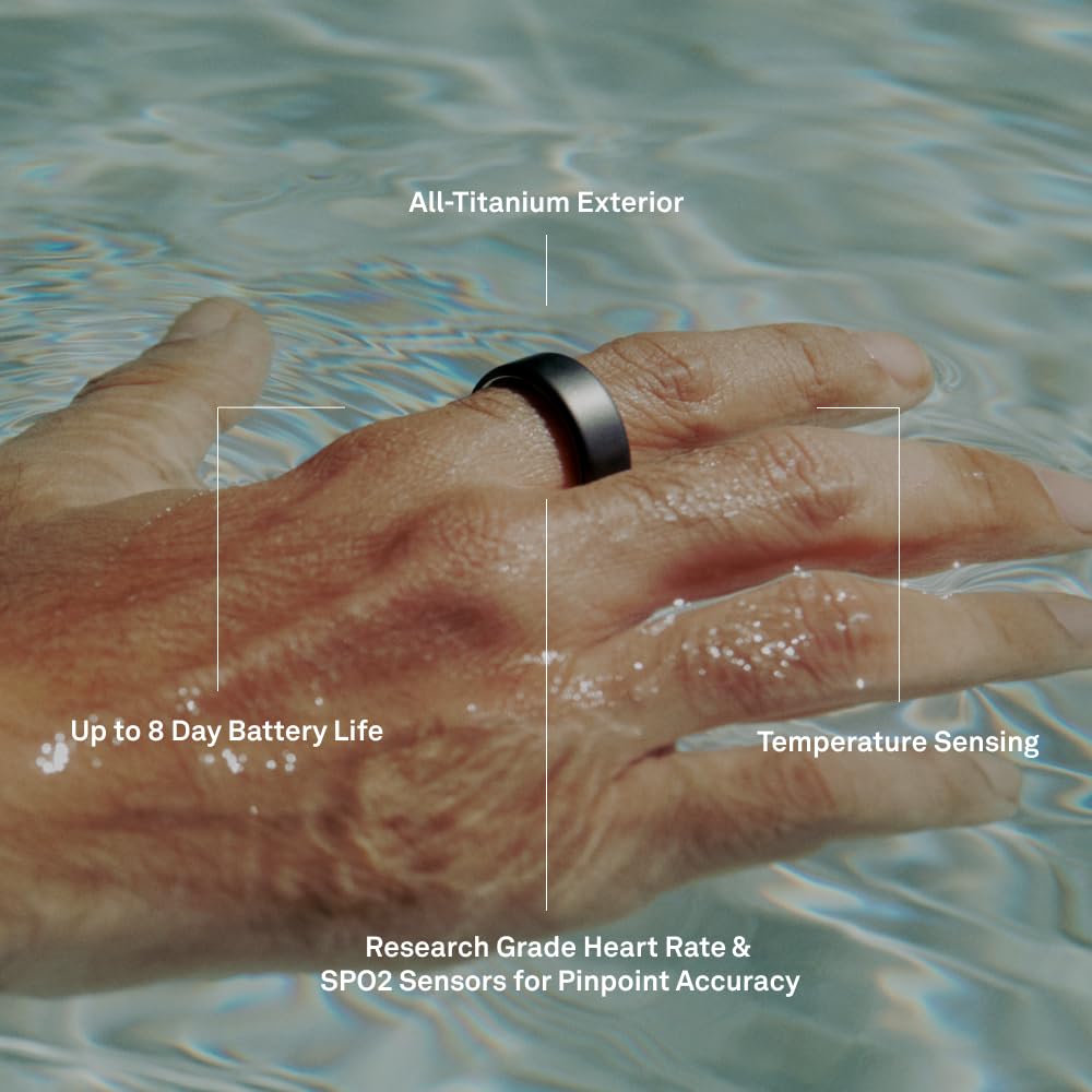 Oura Ring 4 - Gold - Size 7 - Smart Ring - Size First with Oura Ring 4 Sizing Kit - Sleep Tracking Wearable - Heart Rate - Fitness Tracker - Up to 8 Days of Battery Life: Gold 7