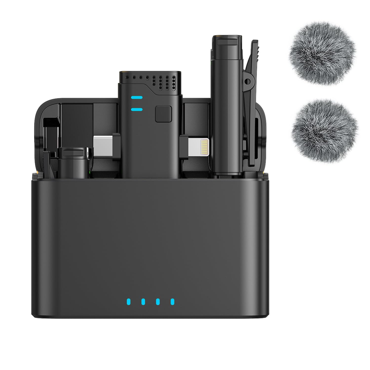 2 Pack Professional Wireless Lavalier Microphone for iPhone iPad Android with Charging Case Noise Reduction Plug-Play Clip on Lapel Mic for Video Recording Vlogging, YouTube, Interview, Live Streaming: 2 in 1