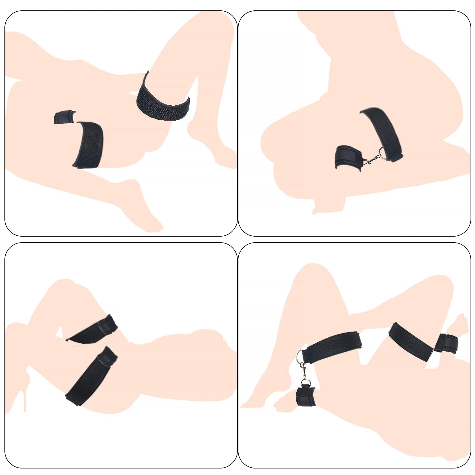 Sex Bondage Wrist & Thigh Cuffs BDSM Restraints Set, Sex Toys for Women with Adjustable Leg Straps Handcuffs for Couple Beginner SM Game Play: Wrist &amp; Thigh Cuffs