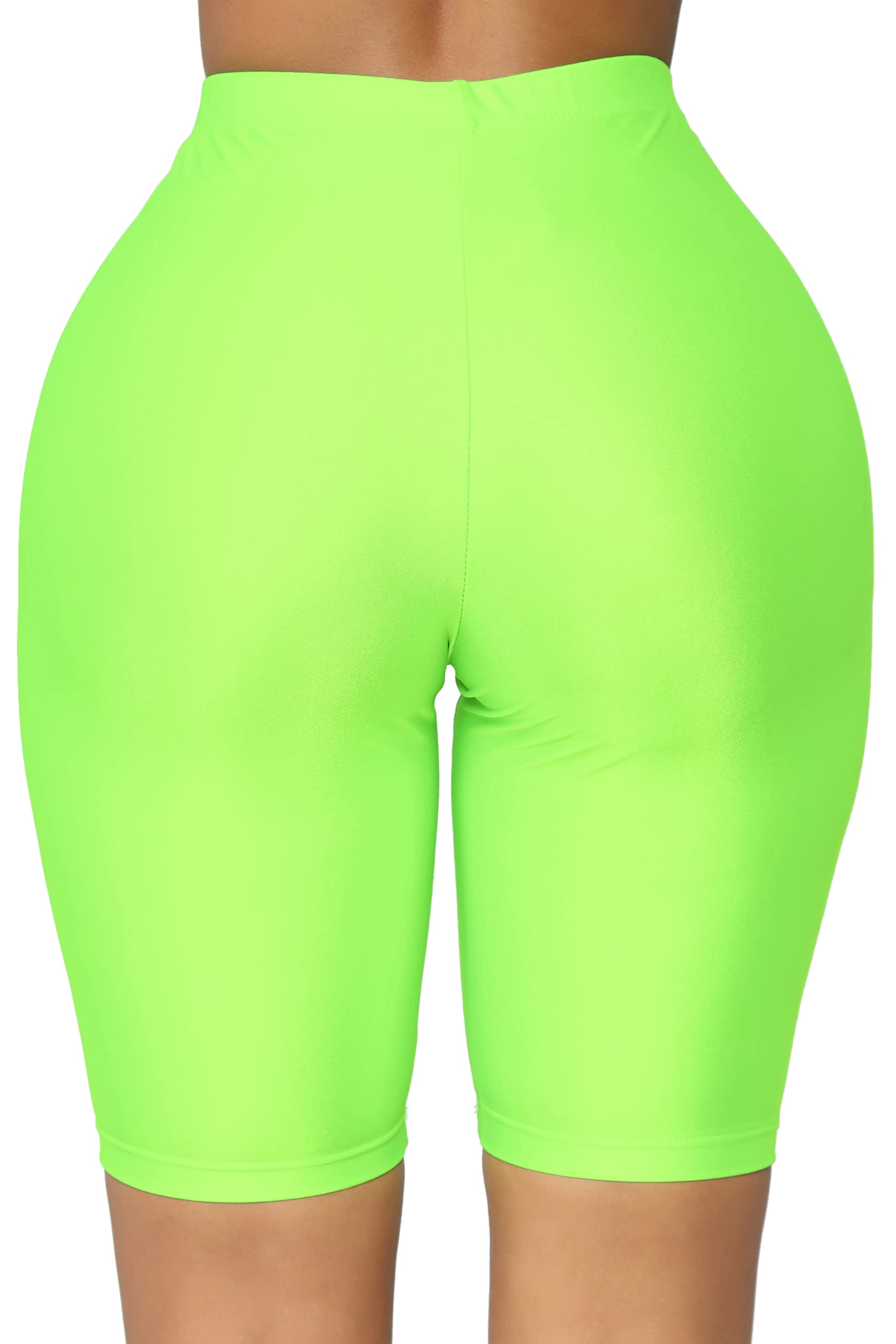 SUNFEXOY Biker Shorts for Women,High-Waisted Shiny Neon Bright Active Workout Yoga Pants Running Shorts Knee Length: SUNFEXOY Biker Shorts for Women,High-Waisted Shiny Neon Bright Active Workout Yoga Pants Running Shorts Knee Length