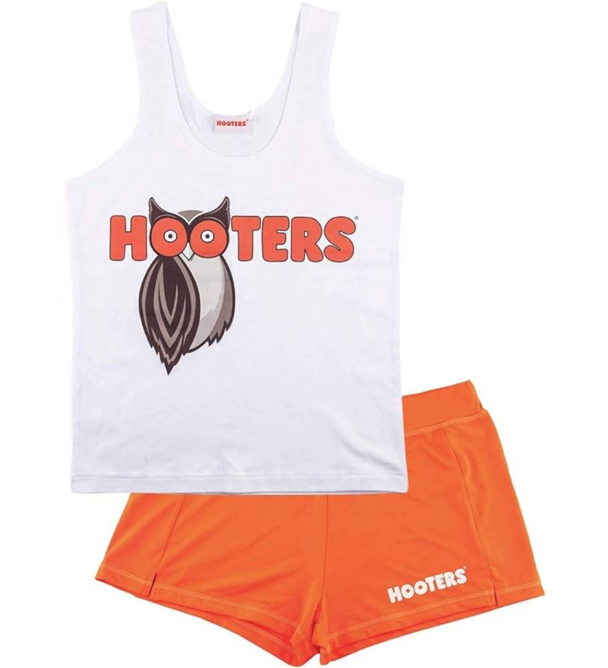 Ripple Junction Hooters Girl Iconic Waitress Outfit Includes Tank Top and Shorts Set Officially Licensed: Medium White/Orange