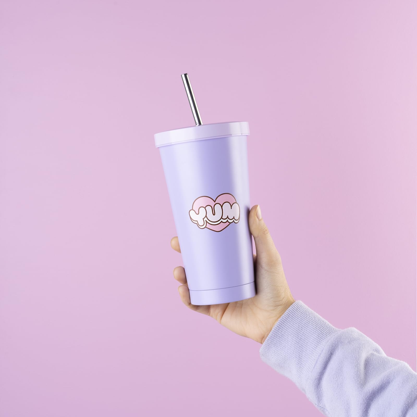 Grupo Erik Pusheen Insulated Tumbler with Lid and Straw - 18.6 oz Tumbler Cup with Straws - Leak Proof Stainless Steel Tumbler - Travel Coffee Tumbler - Includes Cleaning Brush