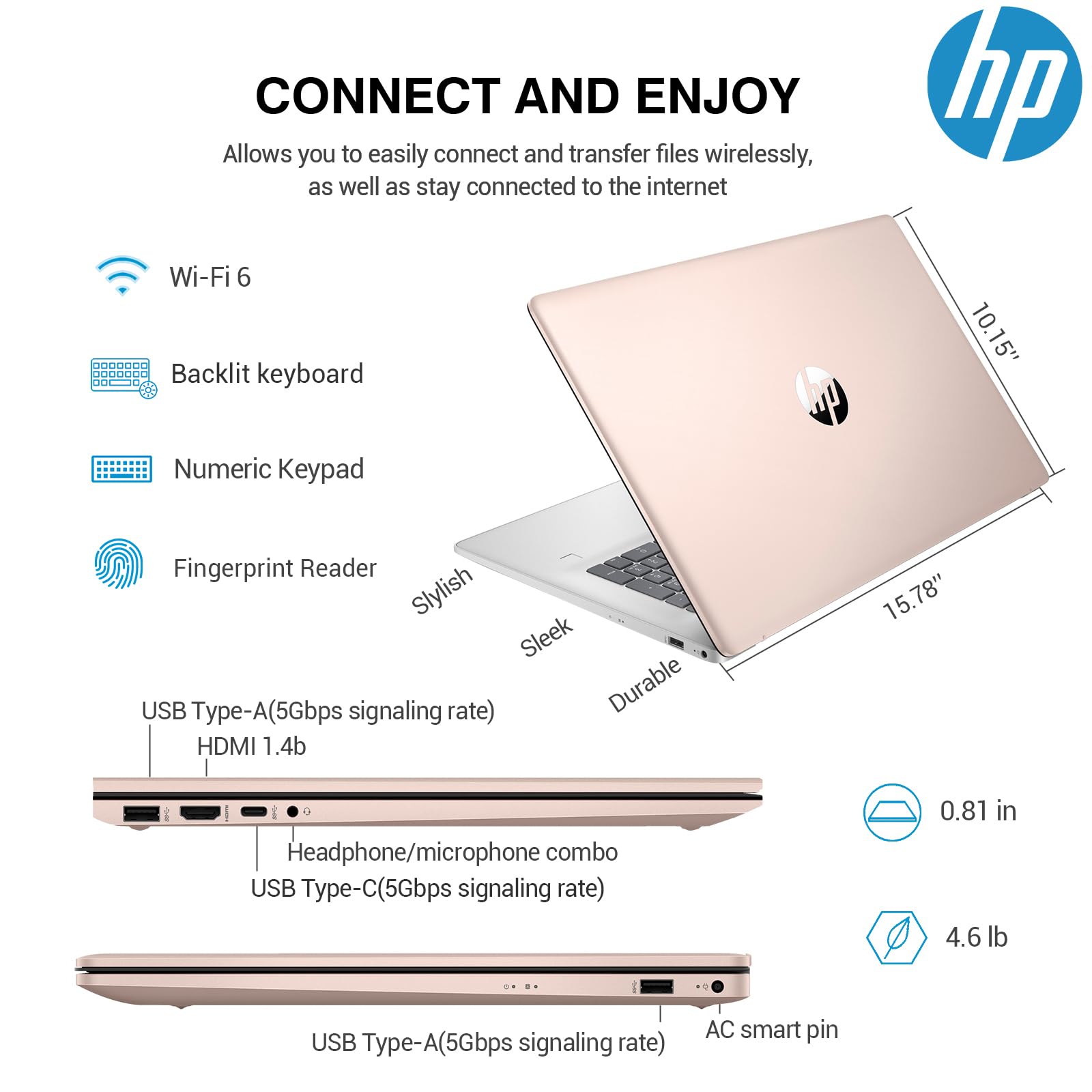HP 17 Touchscreen Laptop Computer, 17.3 Inch HD+ Touch Screen Business Laptop PC, Intel Core i7, 64GB RAM 2TB SSD+512GB Docking Set,Windows 11 Pro,Lifetime Office,10 Key,Backlit,Fingerprint, Rose Gold: 16GB RAM | 1.5TB Storage