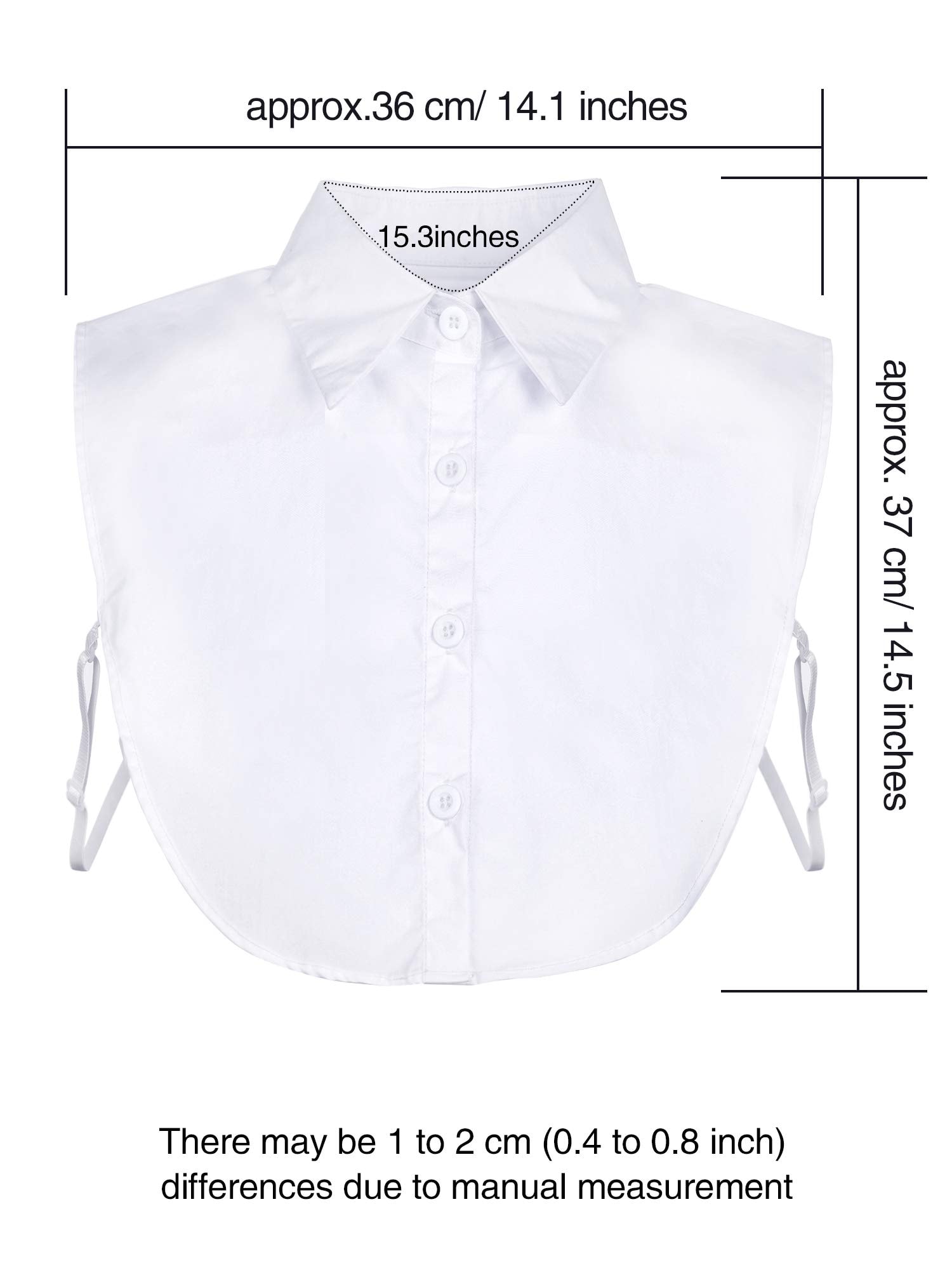 EBOOT Fake Collar Detachable Dickey Blouse Half Shirts for Girls and Women (White, Medium)