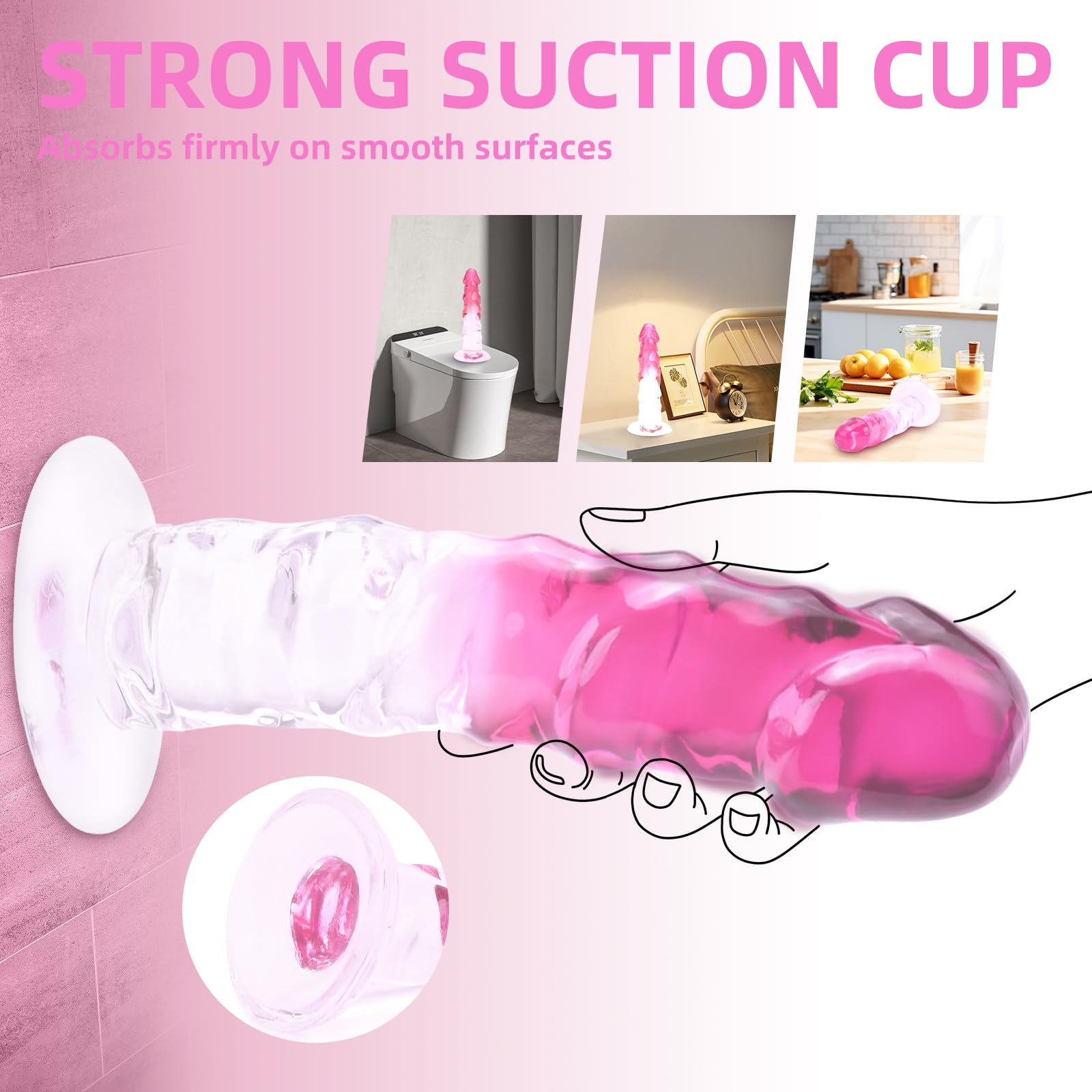 Sex Toy Realistic  Dildo for Women - TUFEEL G Spot Adult Toys, Gradient Clear Penis with Strong Suction Cup, Soft Lifelike Dick for Beginner & Couples Anal Vaginal Sexy Play, Strap-on Pleasure: Pink