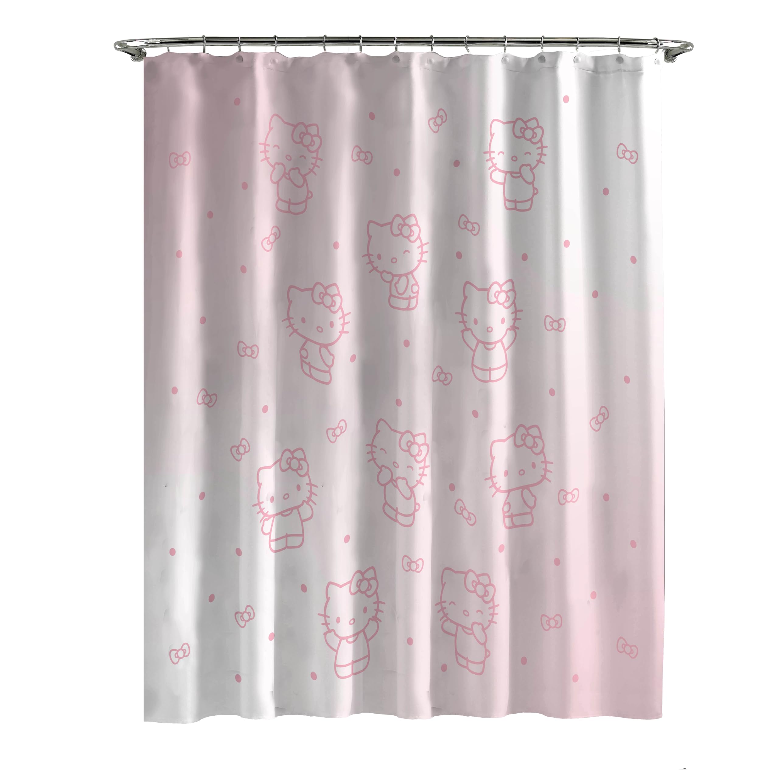 Jay Franco Sanrio Hello Kitty Shower Curtain - Pink Ombre Stars Kawaii Bathroom Décor - 70 x 72 Inch Washable Fabric Curtain