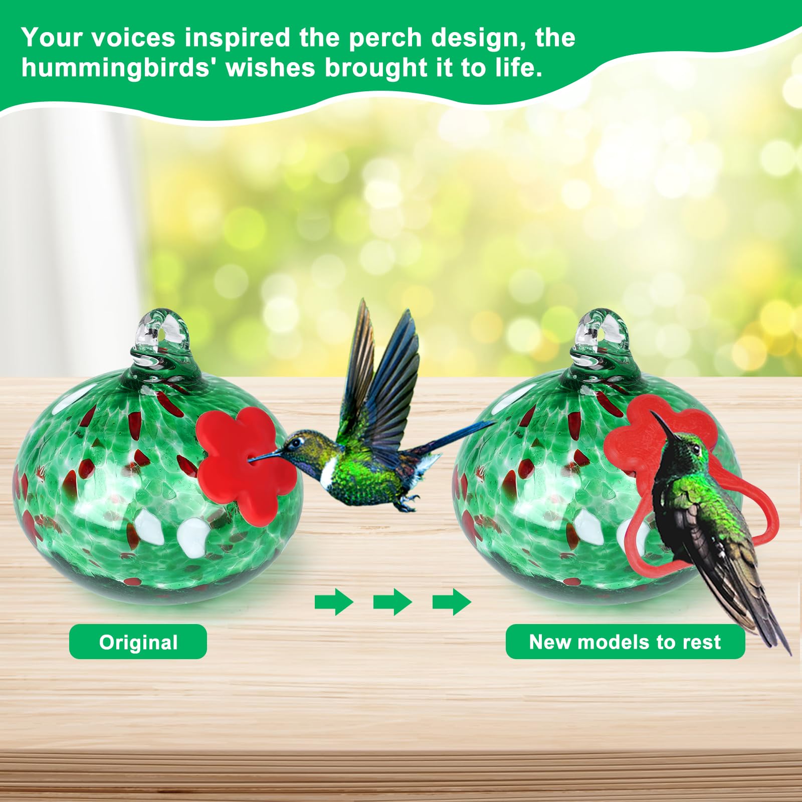 Headak Life Charming Wind Chimes Hummingbird feeders for Outdoors Hanging ant and bee Proof,Never Leak,Perfect Garden Decor for Outside