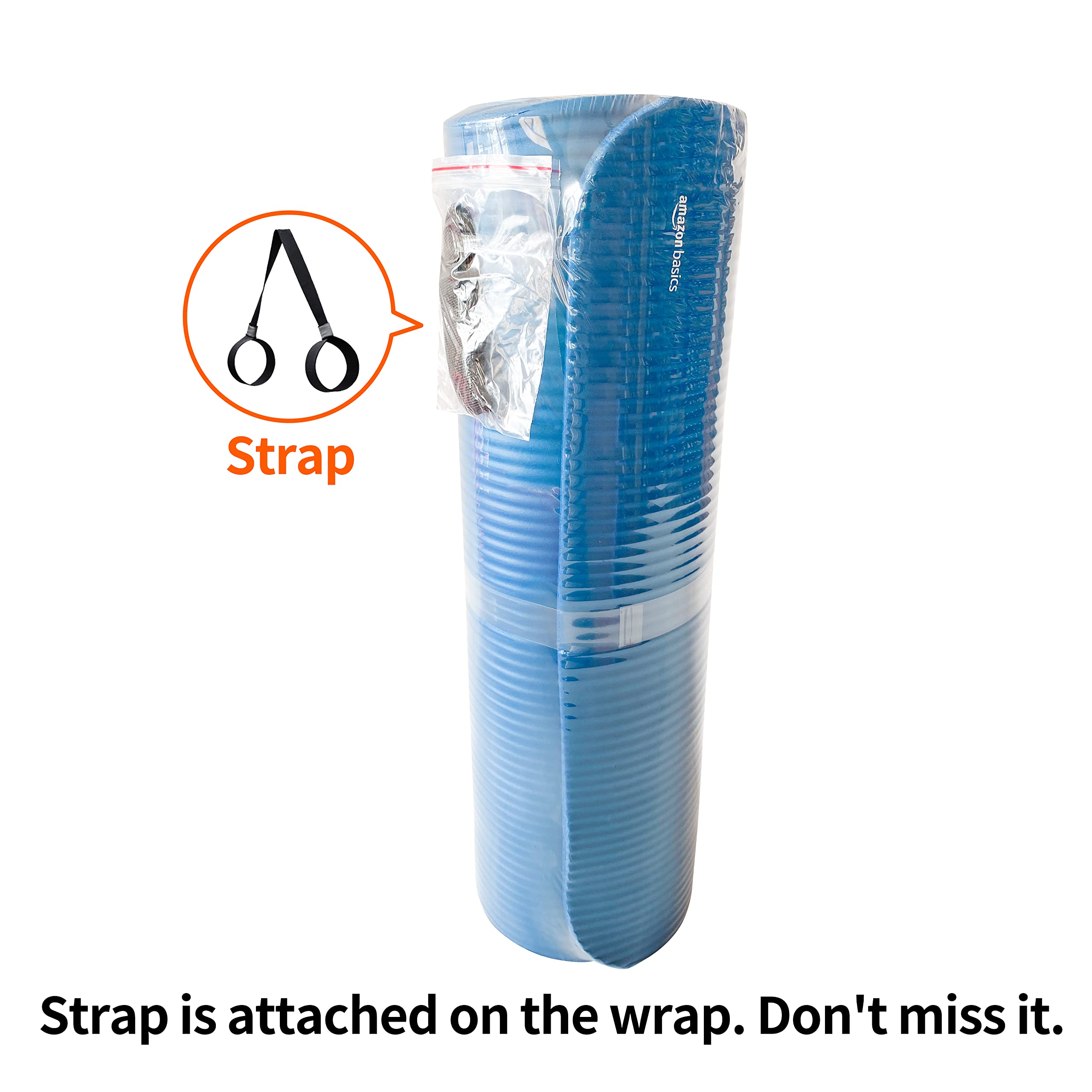 Amazon Basics 1/2 Inch Extra Thick Exercise Yoga Mat with Carrying Strap, Cushioned Support, for Fitness and Gym Workouts: Blue