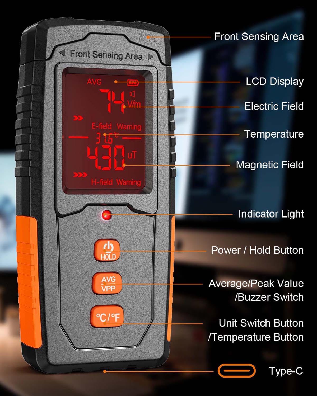 EMF Detector, Digital LCD EMF Meter, 3 in 1 Rechargeable Electromagnetic Field Radiation Detector, Ghost Hunting Equipment, Sensitive Tester Reader for Indoor & Outdoor EMF Inspection