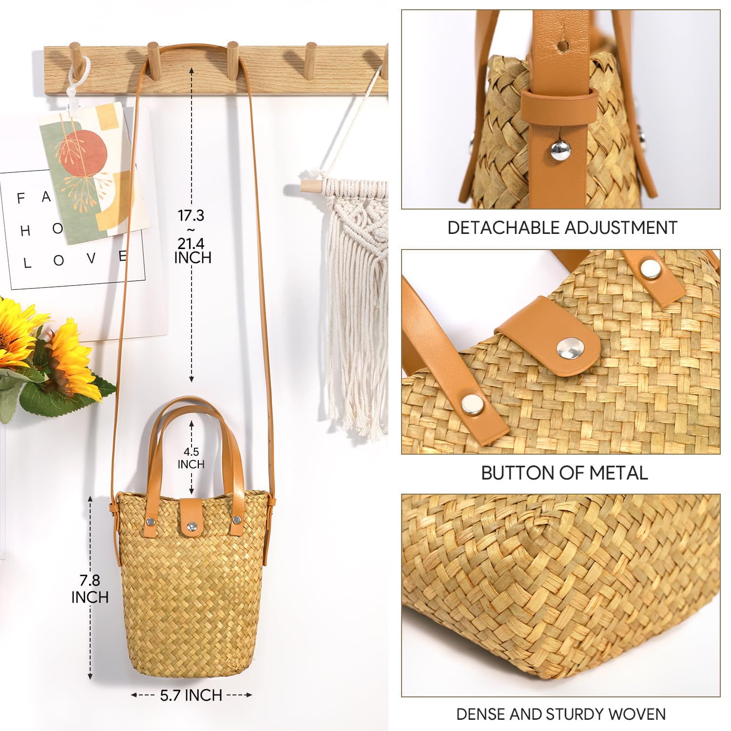 EIMMBD Straw Bags for Women Straw Clutch Purses Beach Crossbody Tote Bags Handbag