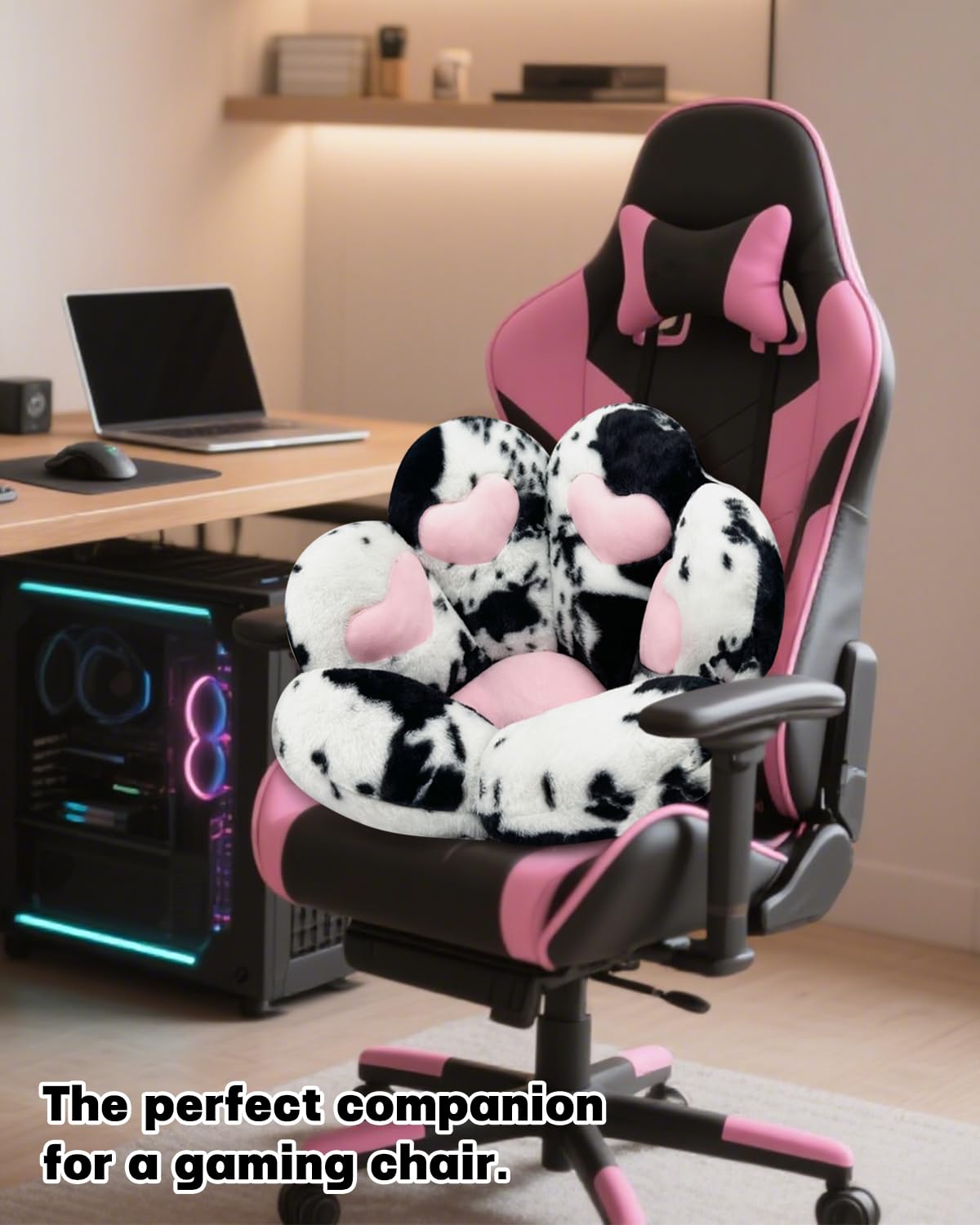 MOONBEEKI Cat Paw Cushion Chair Comfy Kawaii Plush Seat Cushions Shape Lazy Pillow for Gamer Chair 28"x 24" Cozy Floor Cute Seat Kawaii for Girl Worker Gift, Dining Room Bedroom Decorate Black: Milk Cow 28 Inch
