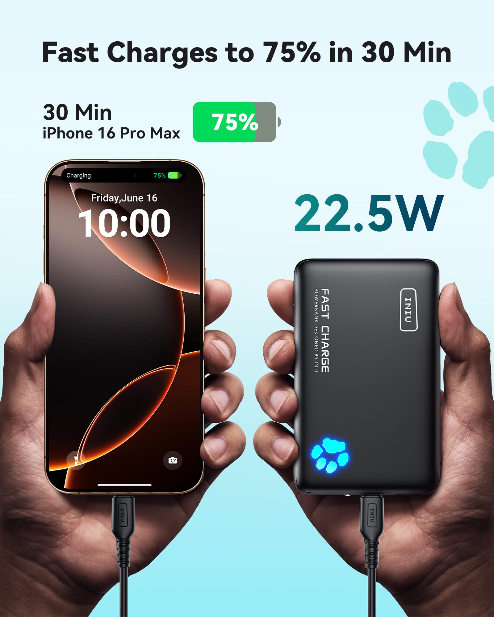 INIU Portable Charger, Slimmest 10000mAh 5V/3A Power Bank, USB C in&out High-Speed Charging Battery Pack, External Phone Powerbank Compatible with iPhone 16 15 14 13 12 Samsung S22 S21 Google iPad etc: INIU Portable Charger, Lightest 10000mAh 22.5W PD Power Bank, USB C in&Out Fast Charging Battery Pack, External Phone Powerbank Compatible with iPhone 16 15 14 13 Samsung S22 S21 Google iPad etc