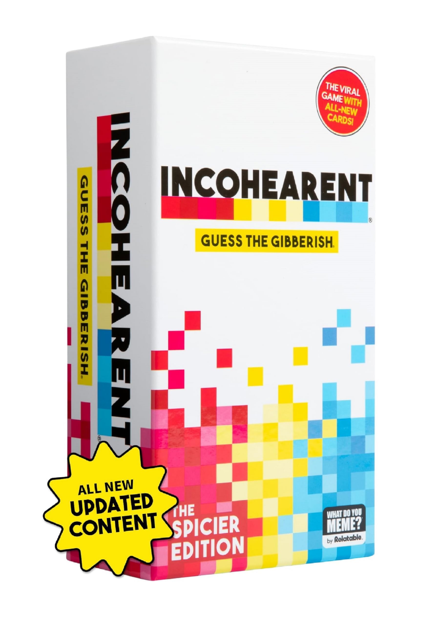 WHAT DO YOU MEME? Incohearent, The Guess The Gibberish Party Game by Relatable, A Funny Card Game for Adults, Great for Game Night Games, Includes 400 Cards, Instructions, and 1 Sand Timer