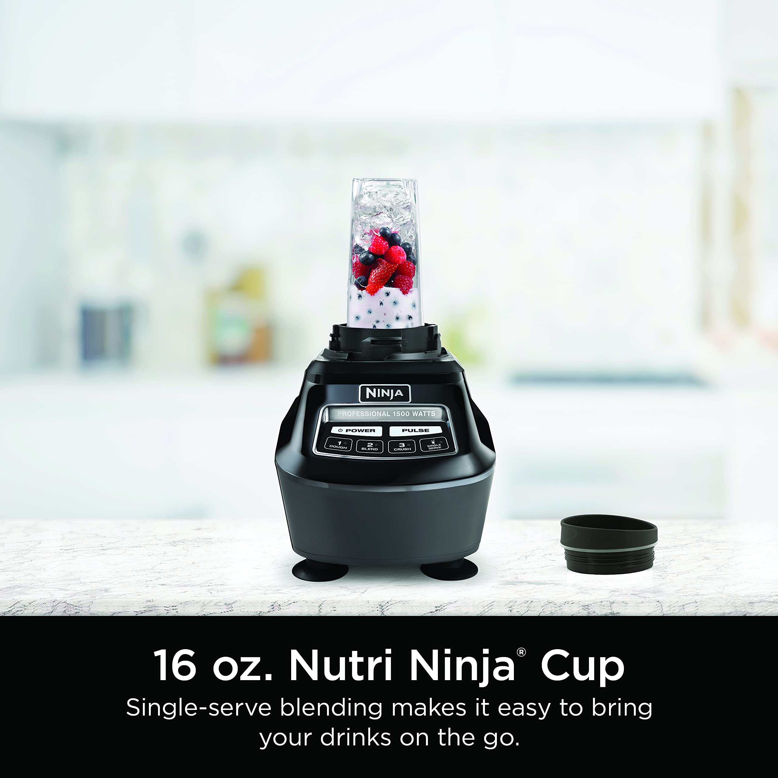 Ninja Mega Kitchen System, 1500W, 72 oz. Full-Size Blender & 8-Cup Food Processor with (2) 16 oz. To-Go Cups, Total Crushing Technology - Smoothies, Ice Crushing, Purees, Dough & More, Black, BL770: Pitcher+Bowl+(1) 16-oz. Cup