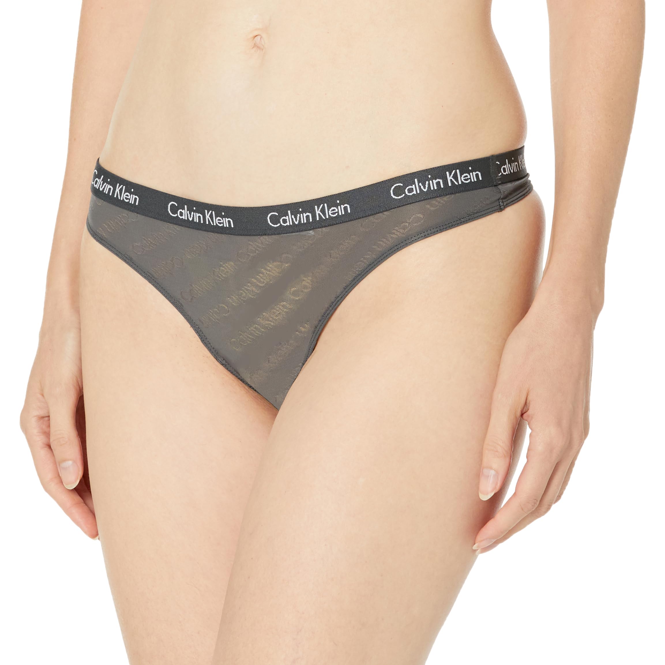 Calvin Klein Women's Carousel Logo Cotton Stretch Thong Panties, 3 Pack: Black/Ashford Grey/Fresh Taupe Large