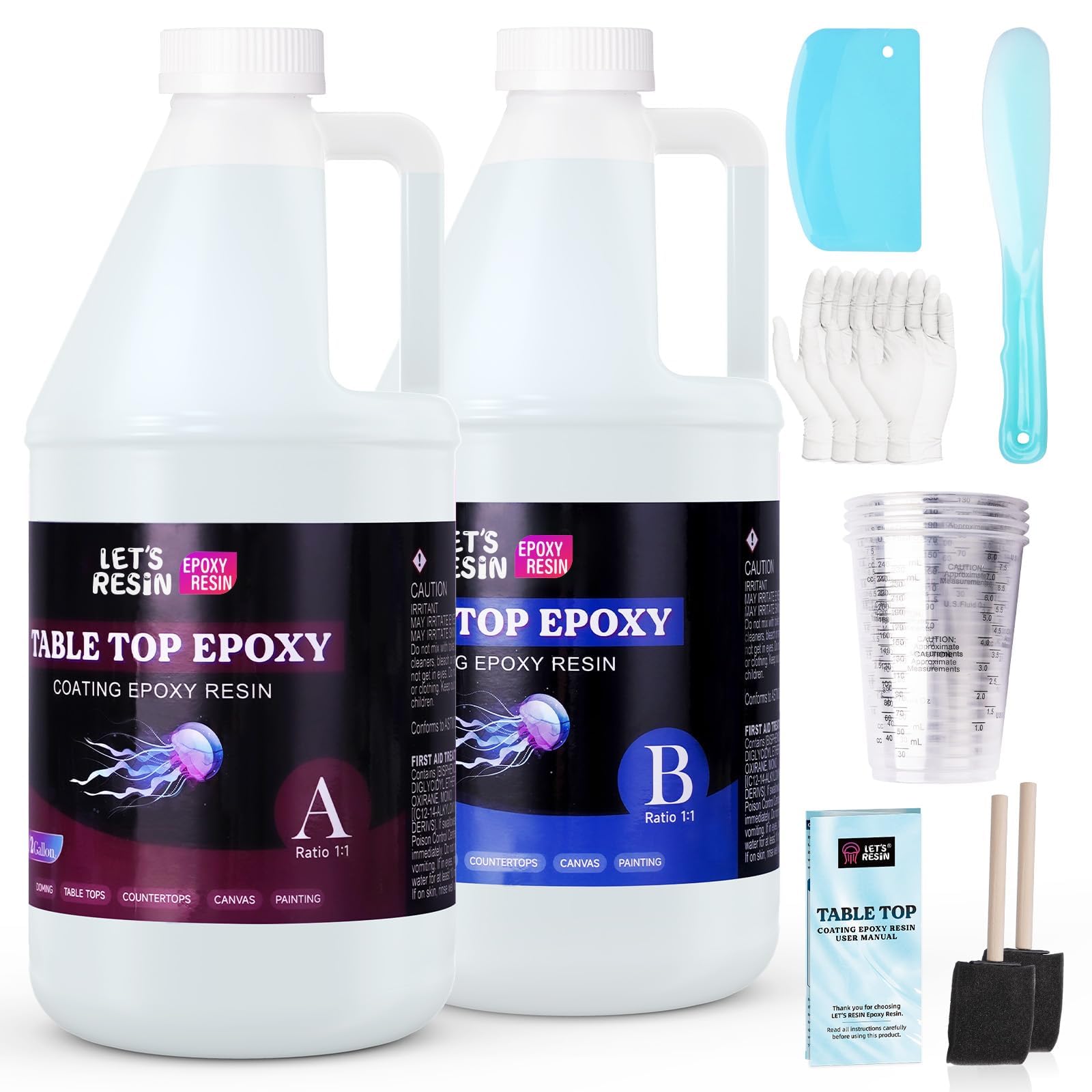 2 Gallon Epoxy Resin with Pumps, Bubble Free Resin Epoxy Kit, Crystal Clear Epoxy Resin and Hardener for DIY Art, Molds,Craft