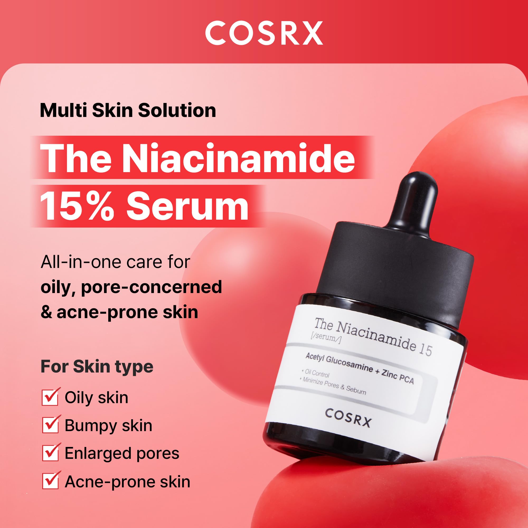 COSRX 15% Niacinamide Face Serum, 0.67 fl oz, Pore Minimizer Serum for Face, Even Skin Tone, Korean Skin Care