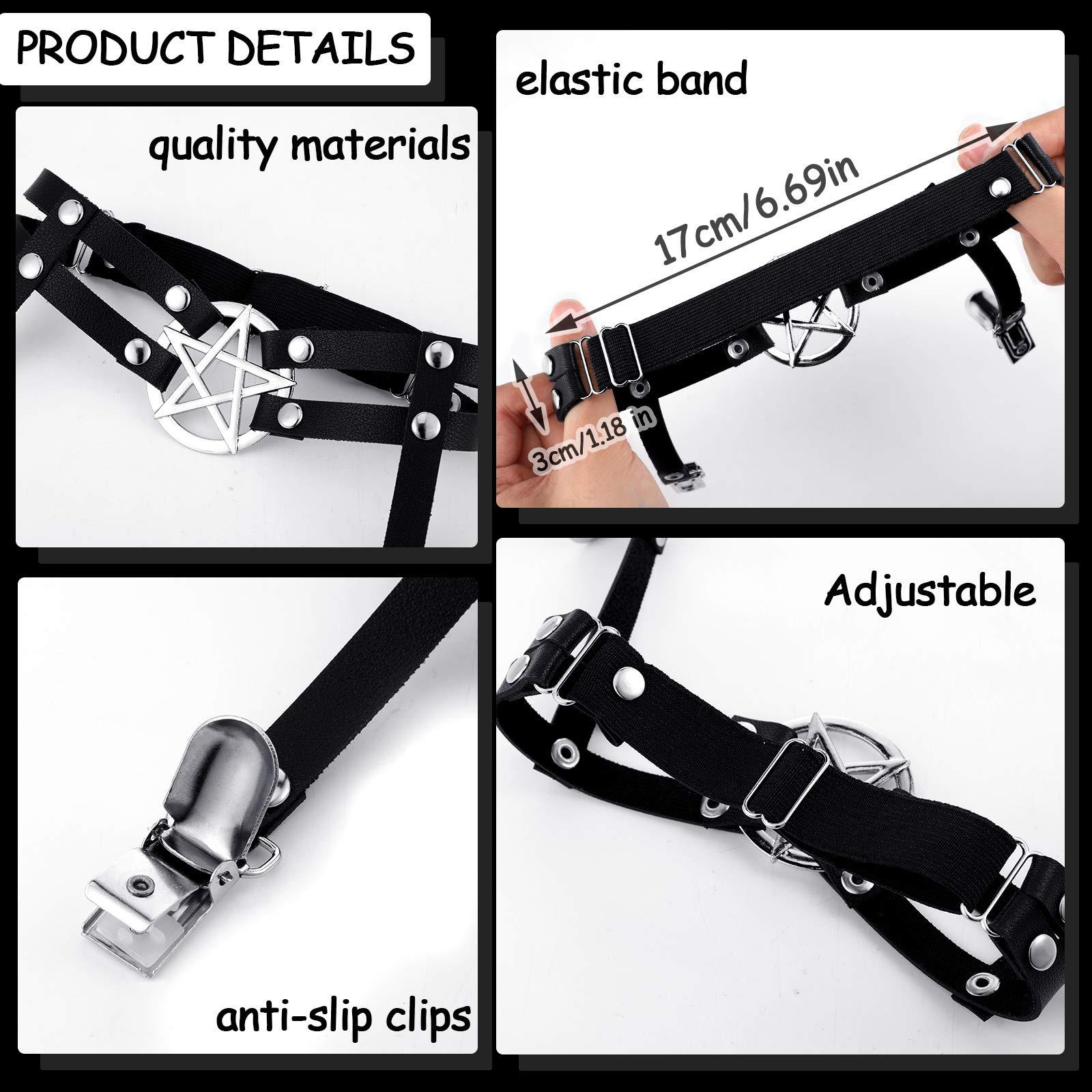 Syhood 6 Pieces Thigh High Garter Belt Heart Star Shaped Butterfly Knot Punk Leg Garter with Anti Slip Clips Elastic Punk Gothic Adjustable Thigh Ring for Women: Syhood 6 Pieces Thigh High Garter Belt Heart Star Shaped Butterfly Knot Punk Leg Garter with Anti Slip Clips Elastic Punk Gothic Adjustable Thigh Ring for Women