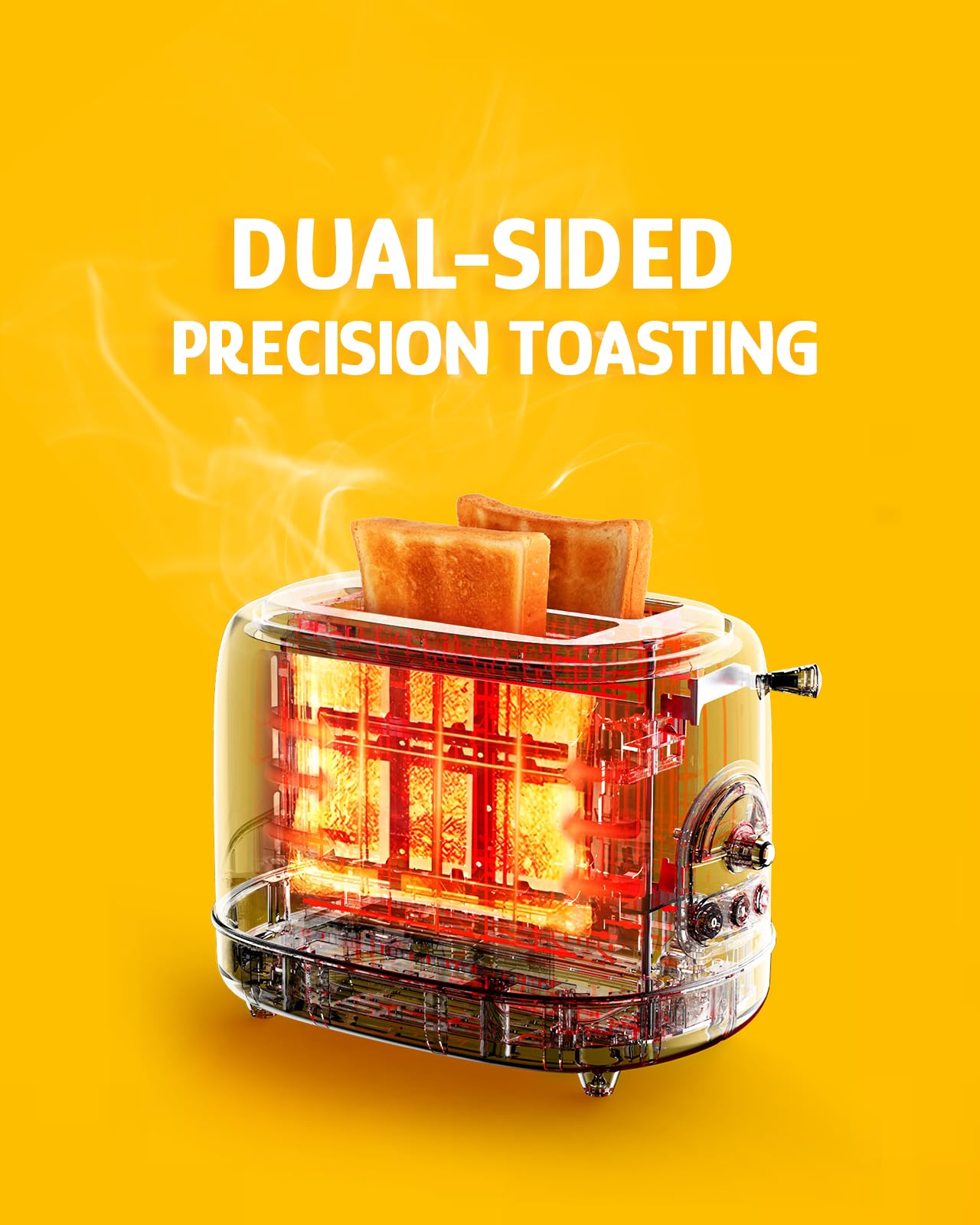 Hazel Quinn X Eduardo Recife Collaboration 2-Slice Retro Toaster, 6 Browning Levels, 3 Functions-Defrost/Reheat/Cancel, Removable Crumb Tray for Easy to Clean, 1.5 Inches Extra Wide Slots: Floral Printed Design