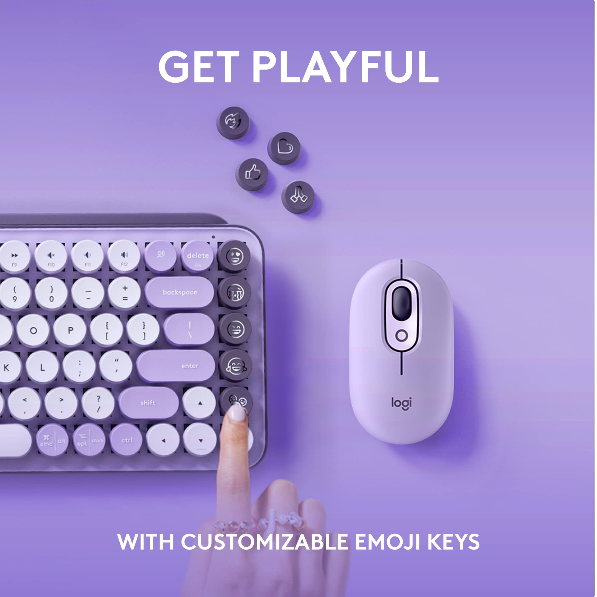 Logitech POP Keys Mechanical Wireless Keyboard with Customizable Emoji Keys, Durable Compact Design, Bluetooth or USB Connectivity, Multi-Device, OS Compatible - Cosmos: Cosmos POP Keys