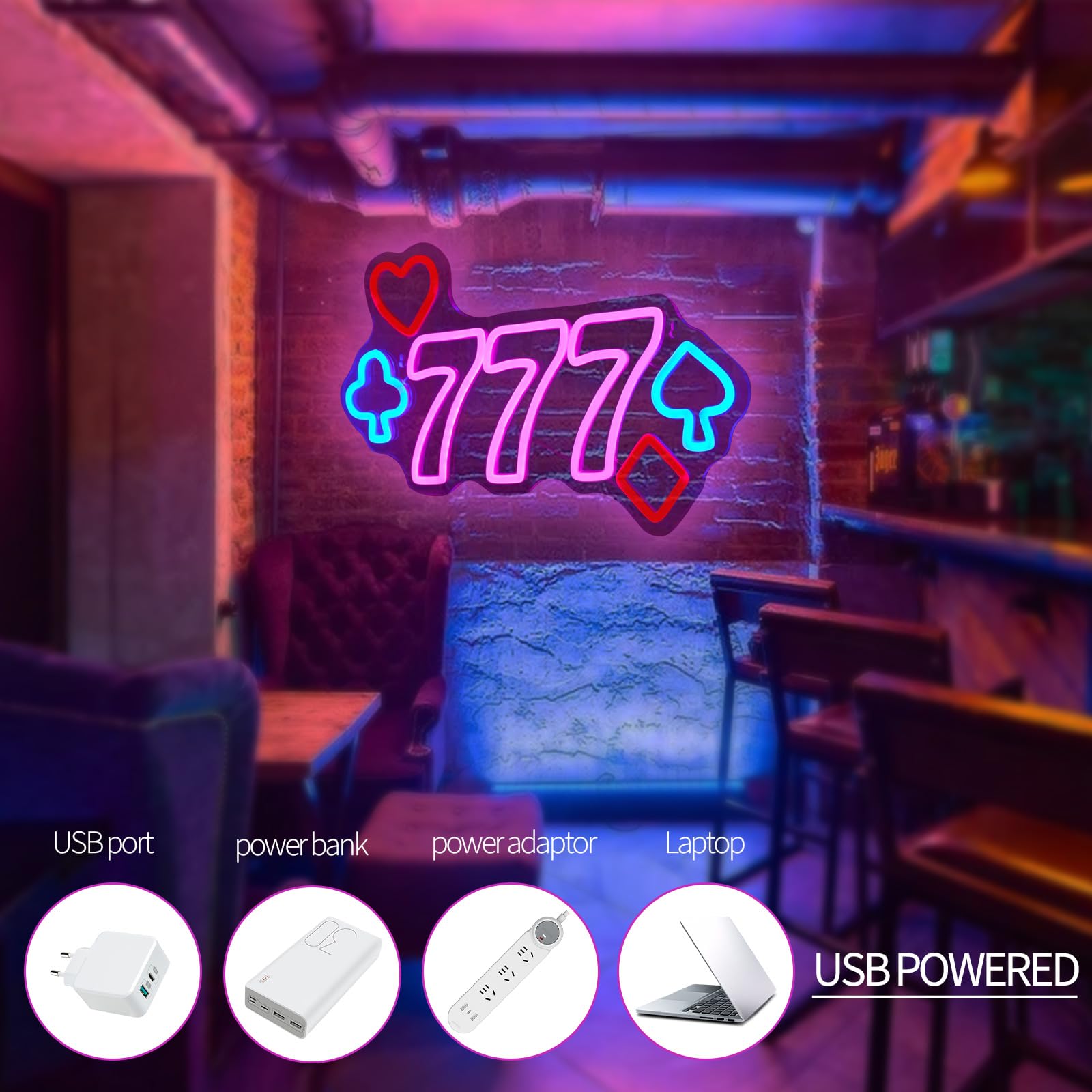 Neon Signs for Wall Decor Pink LED Light Sign for Preppy Room Decor Light Up Sign for Birthday Party Decoration USB Powered: 777