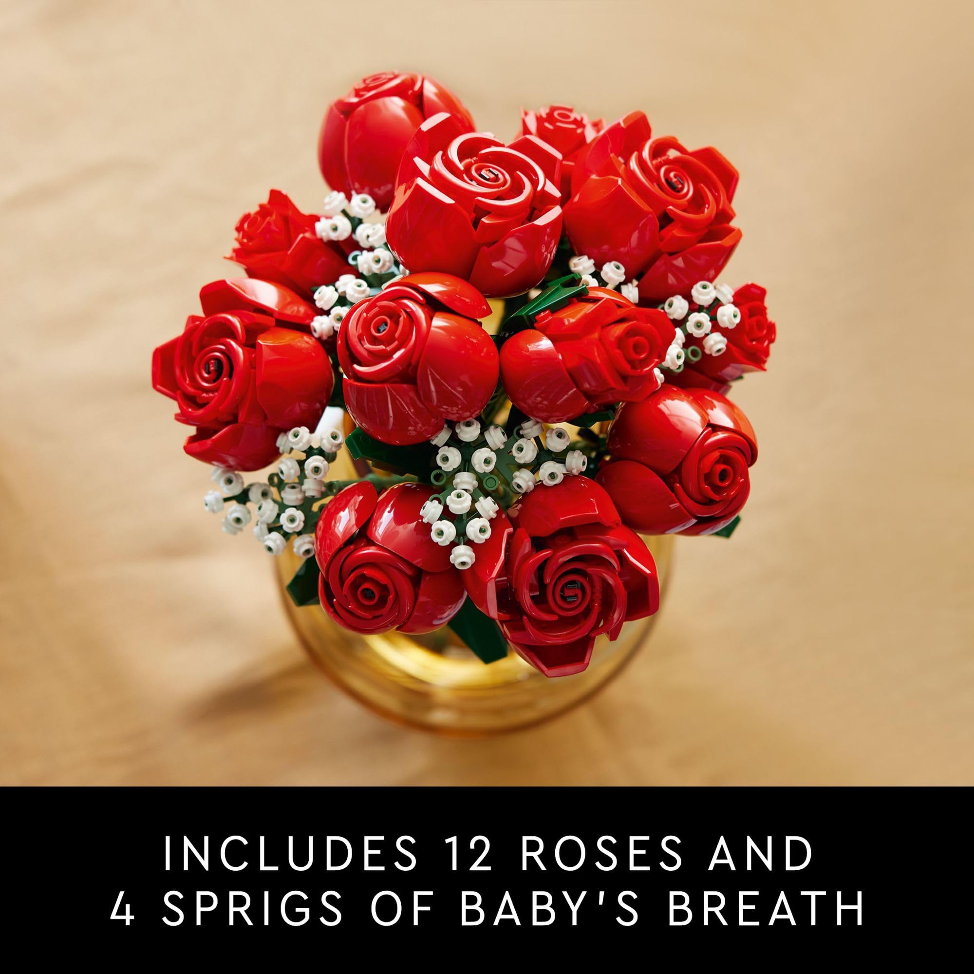 LEGO Botanicals Bouquet of Roses Artificial Flowers - Fake Red Roses Building Set for Adults, Ages 18+ - DIY Kit for Home Decoration - Gift for Mother's Day - 10328 thumbnail 3