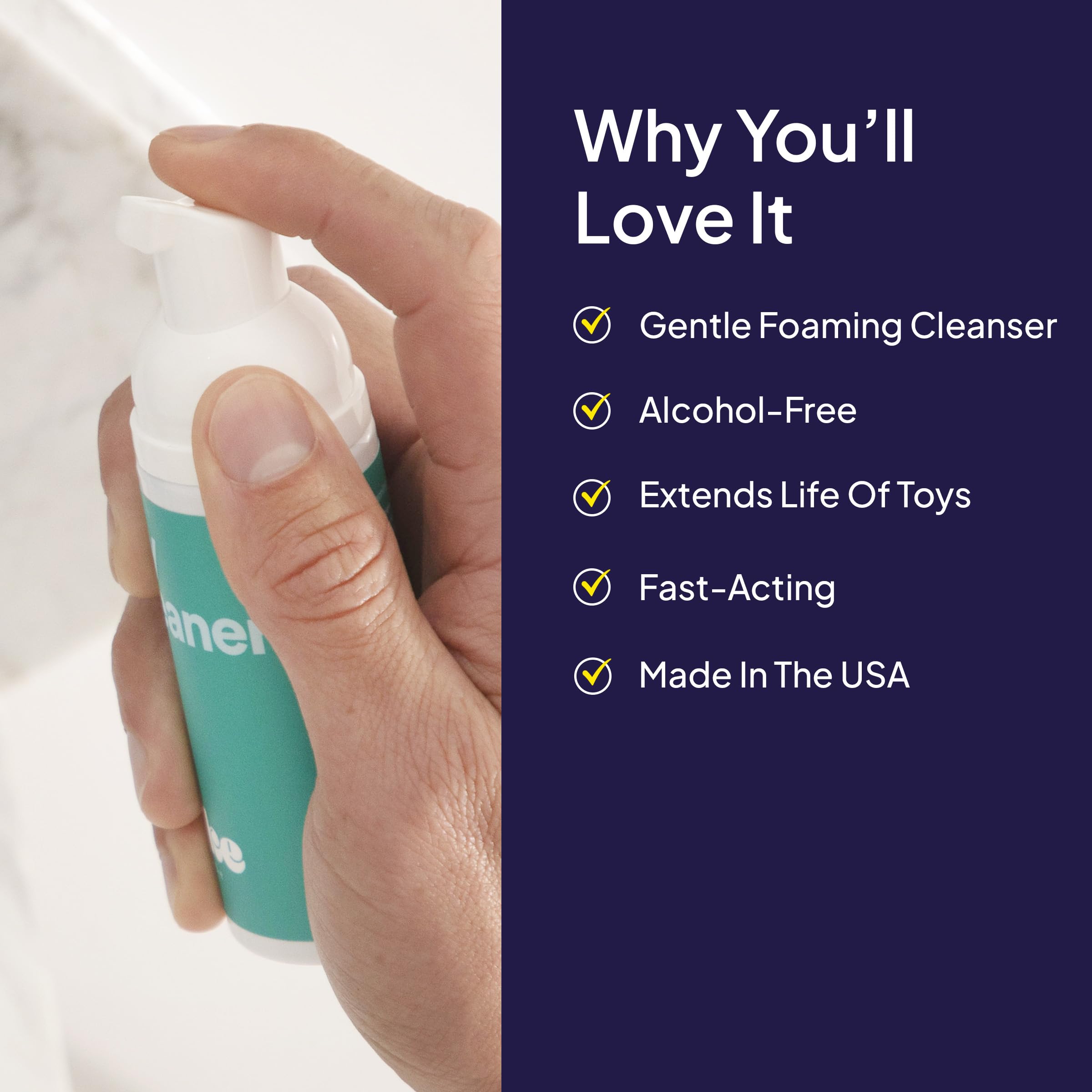 Hello Cake Toy Cleaner, Adult Toy Cleaner with Easy to Use Pump, Natural Gentle Foaming Cleanser, Fragrance-Free, Extend The Life of Toys, 1.7 fl oz - Image 4