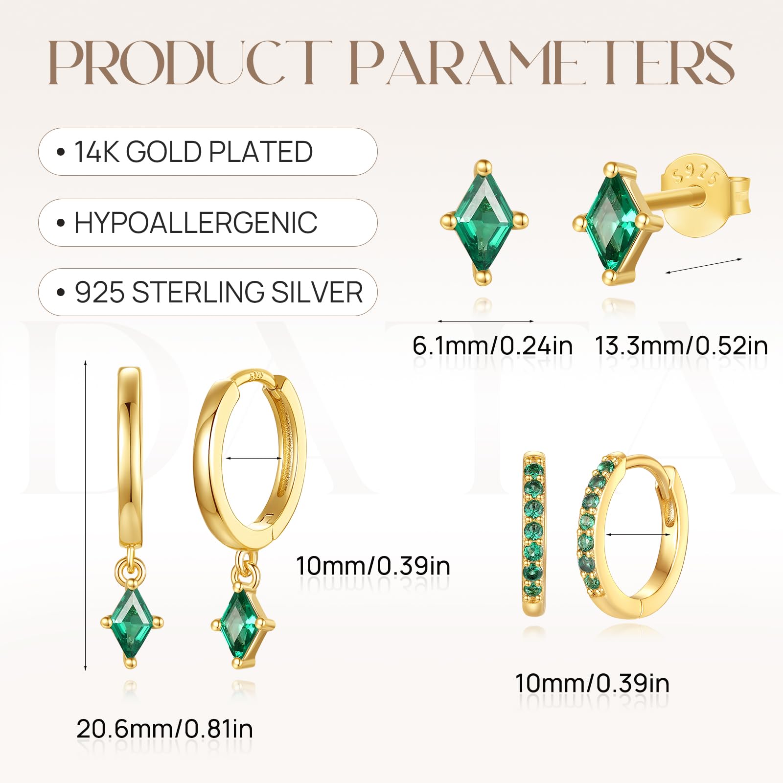 Angelady Gold Hoop Earrings Set for Women, Dainty 14K Gold Plated Huggies Earring, Sterling Silver Hypoallergenic Cartilage Earrings, Trendy Earring Stacks for Multiple Piercing Jewelry Gift(3 Pairs) thumbnail 7