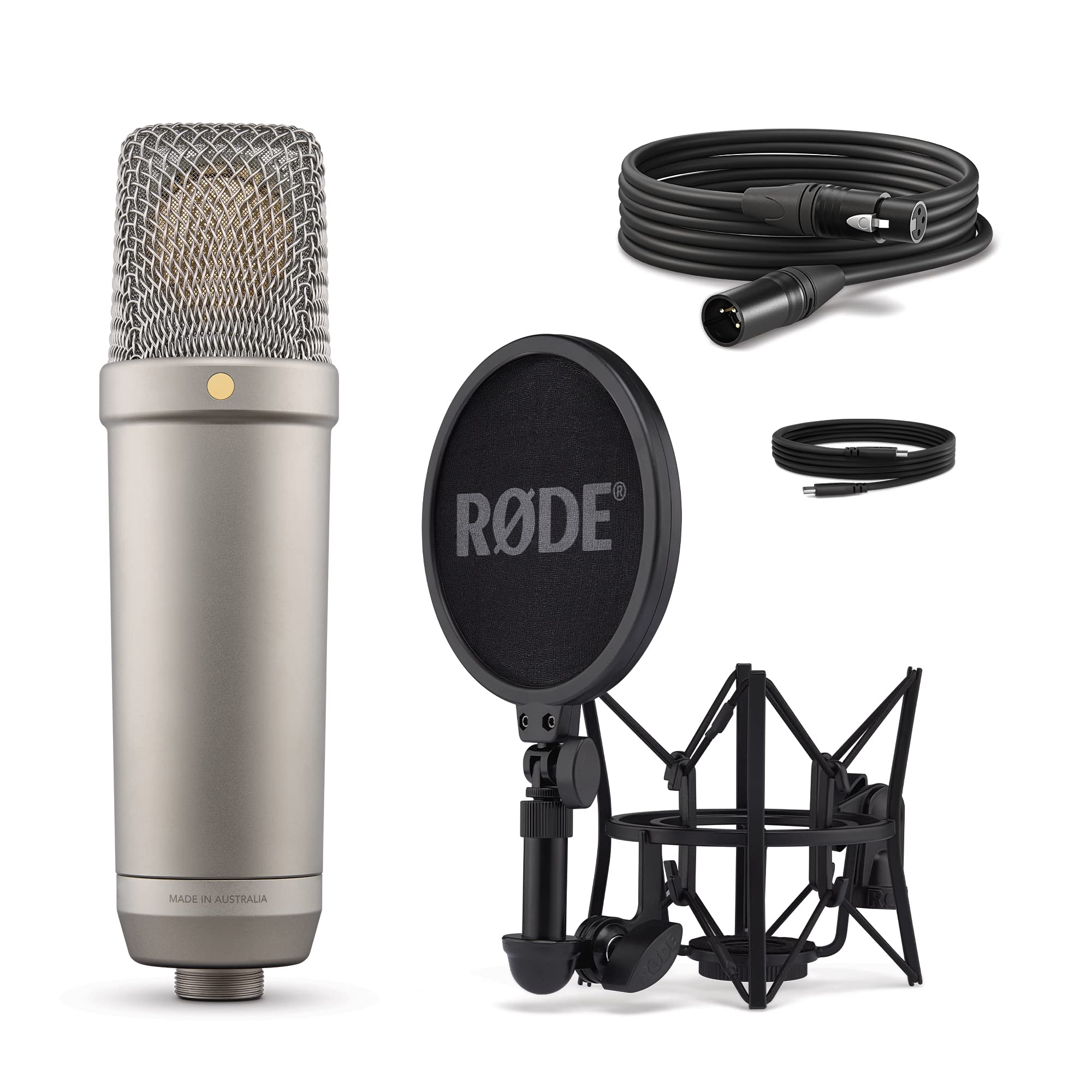 RØDE NT1 5th Generation Large-diaphragm Studio Condenser Microphone with XLR and USB Outputs, Shock Mount and Pop Filter for Music Production, Vocal Recording and Podcasting (Black): NT1 5th Gen Silver