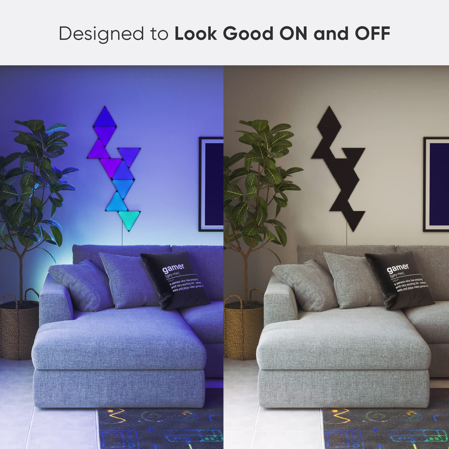 Nanoleaf Shapes WiFi and Thread Smart RGBW 16M+ Color LED Dimmable Gaming and Home Decor Wall Lights Smarter Kit