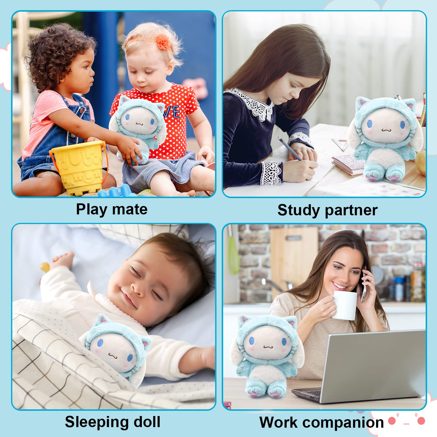 Cinnamoroll Plush Doll 8", Super Lovely Kitty My Melo Anime Plush Figure Toy, Perfect Cartoon Theme Party Favor for Girls Boys Children Fans Birthday Easter Gift, Blue - Image 6